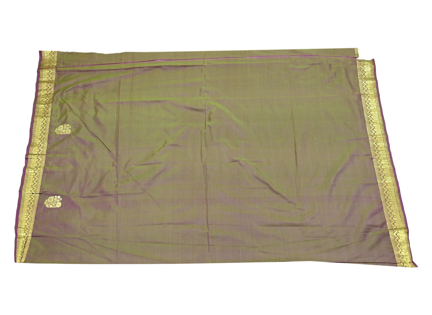 Indian Vintage Sari Green & Purple Artificial Silk Hand Woven Sarees 5yd Ethnic Elephants Craft Fabric Sewing Sarees Dress making Crafting
