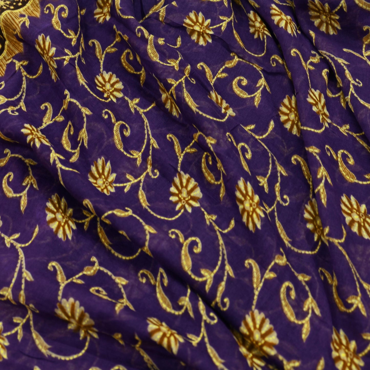 Indian Vintage Purple Saree Printed Pure Cotton Sari Craft Fabric 5Yd Soft Sewing Sarong Wrap Boho Floral Dress making Crafting Used