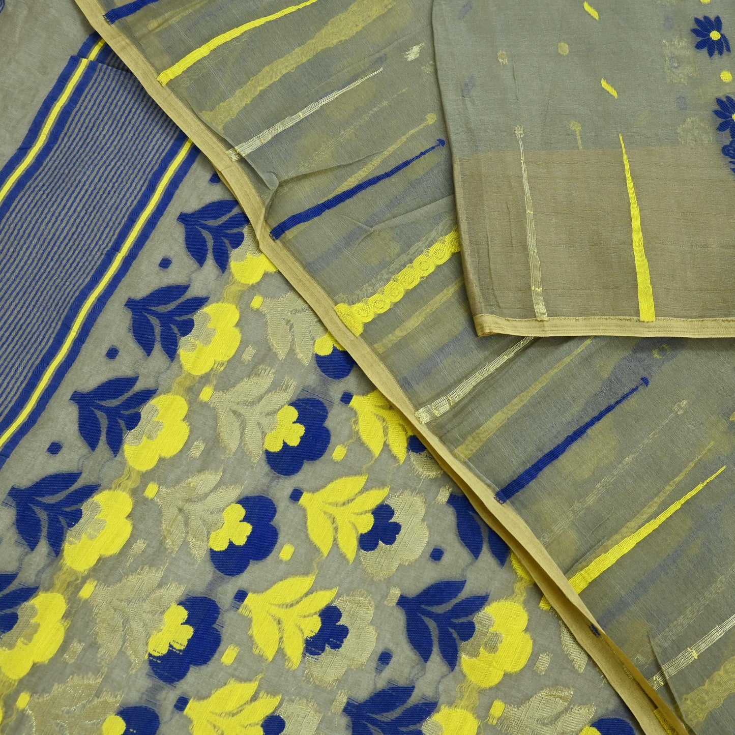 Indian Vintage Sari Green Hand Woven Saree Organza Craft Fabric 6Yd Ethnic Sewing Crafting Quilting Upcycle Dress making