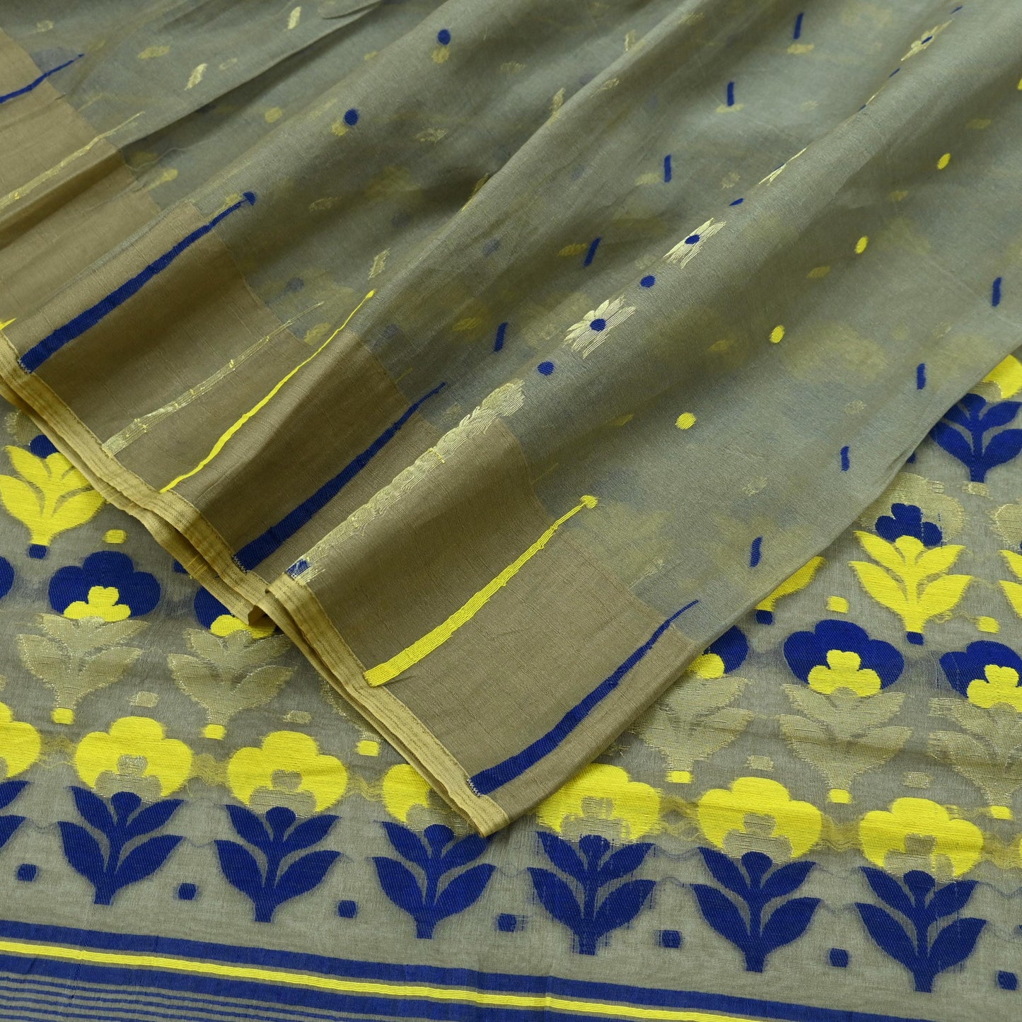 Indian Vintage Sari Green Hand Woven Saree Organza Craft Fabric 6Yd Ethnic Sewing Crafting Quilting Upcycle Dress making