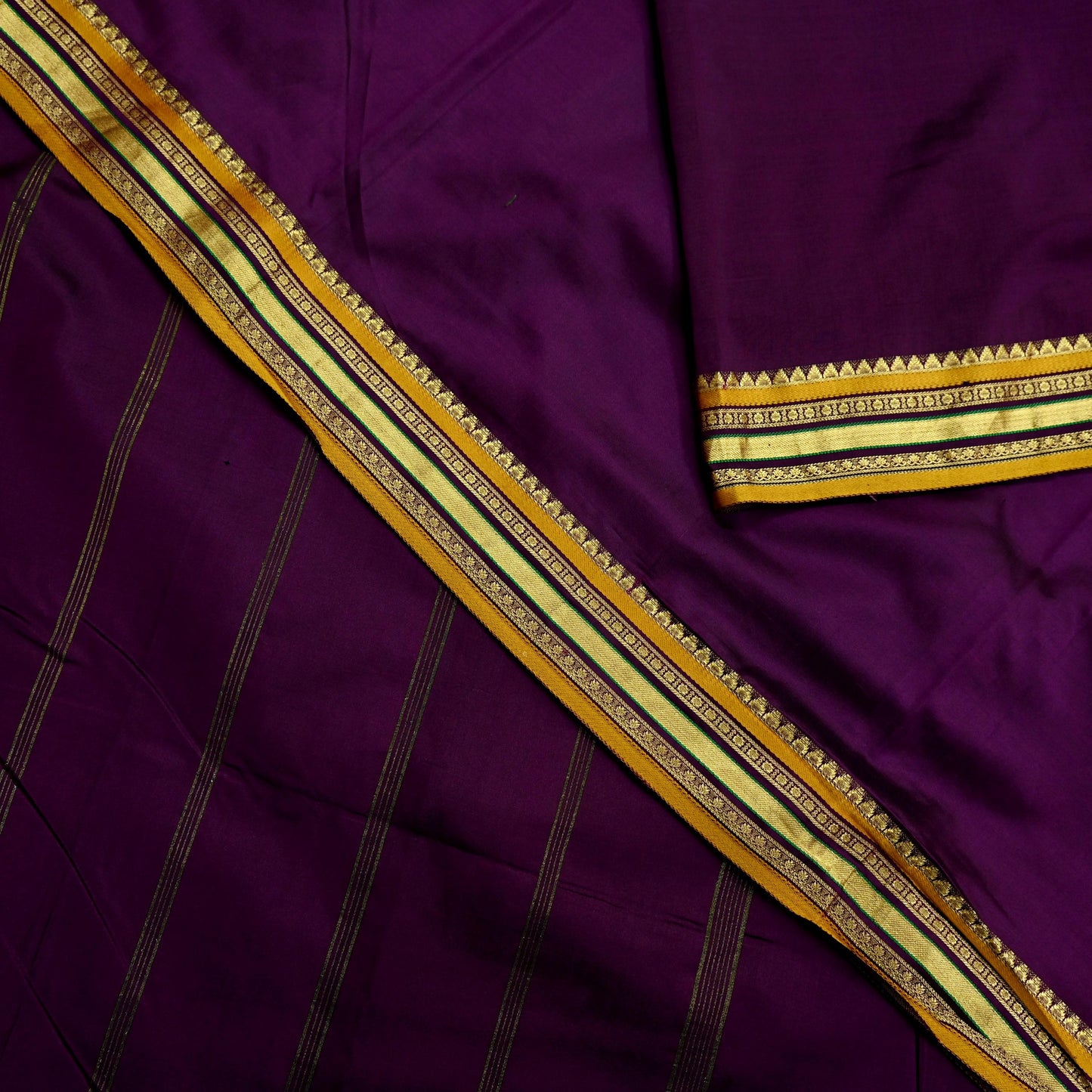 Vintage Sari Purple 100% South Silk Hand Woven Work Sarees Craft Fabric Floral 5Yd Ethnic Soft Zari Dress making Crafting Quilting
