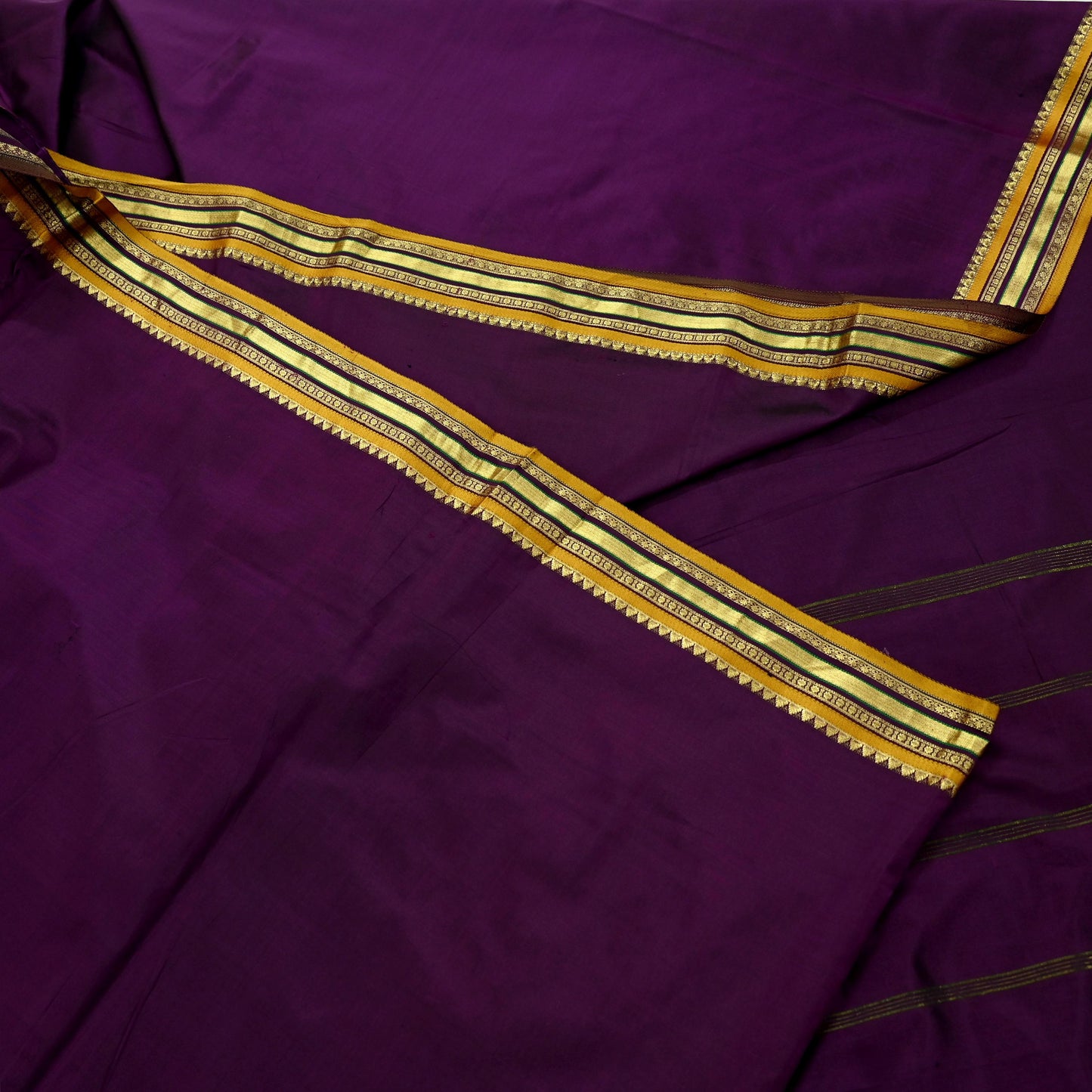 Vintage Sari Purple 100% South Silk Hand Woven Work Sarees Craft Fabric Floral 5Yd Ethnic Soft Zari Dress making Crafting Quilting