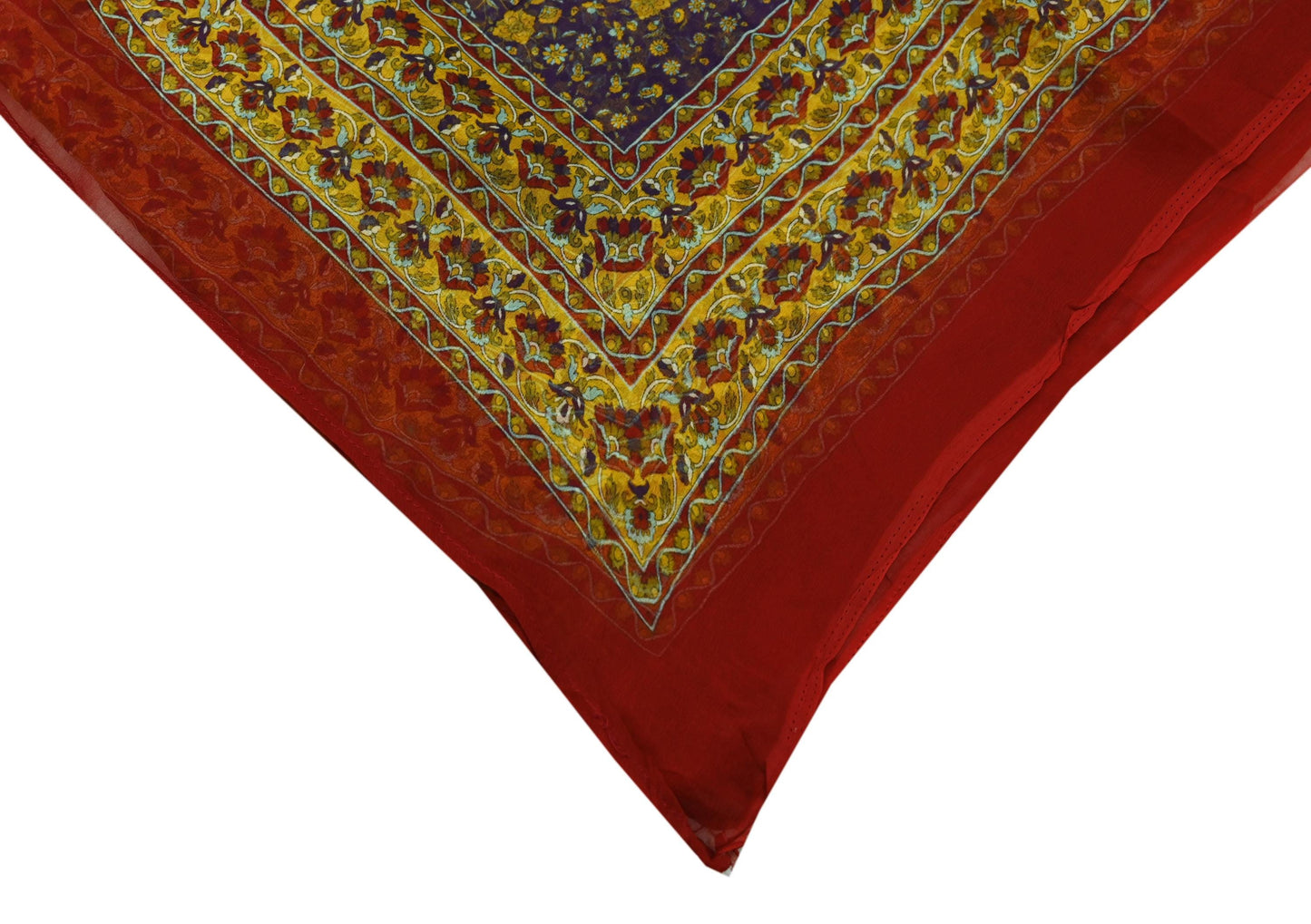 Indian Vintage Green Dupatta Long Stole Pure Chiffon Silk Digital Printed Scarves Veil Hijab