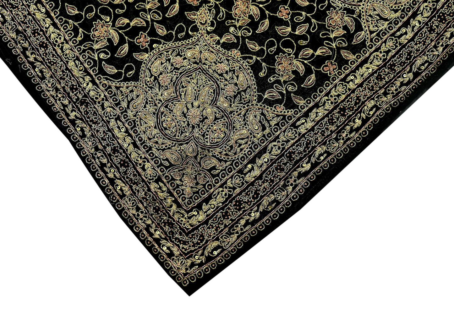 Indian Vintage Heavy Black Dupatta Pure Georgette Silk Long Stole Hand Embroidered Designer By Ritu Kumar Scarves Scarf Zari Zardozi