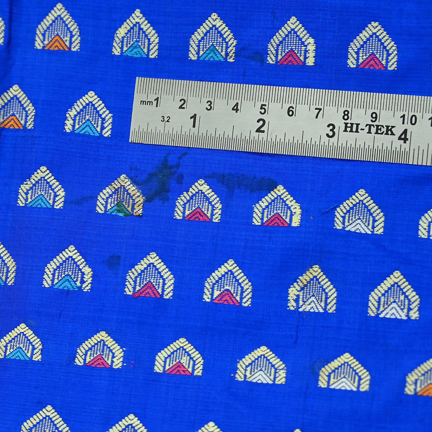 Indian Antique Vintage Heavy Blue Dupatta Pure Silk Long Stole Hand Woven Assam Scarves Veil Scarf Fringes