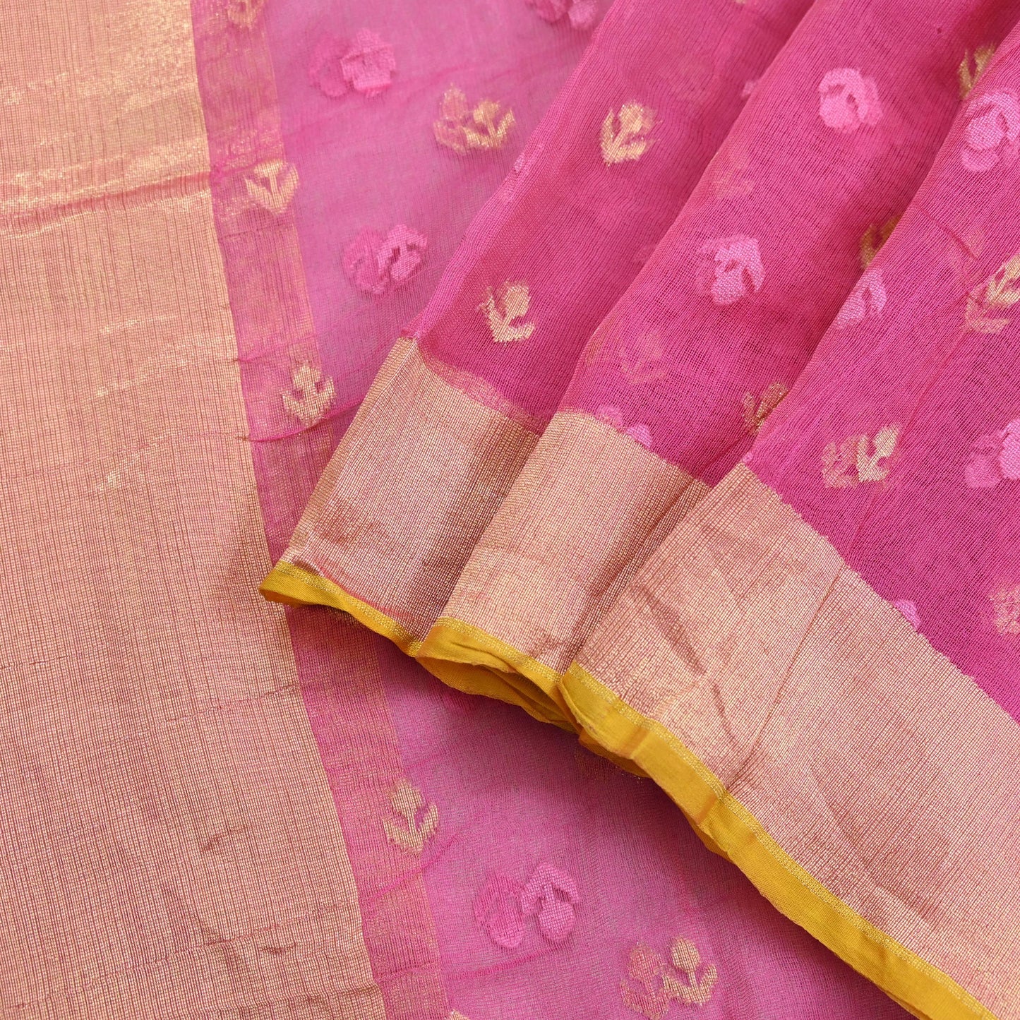 Indian Vintage Pink Dupatta Long Stole Hand Embroidered Jamdani Pure Cotton Scarves Veil Soft Zari