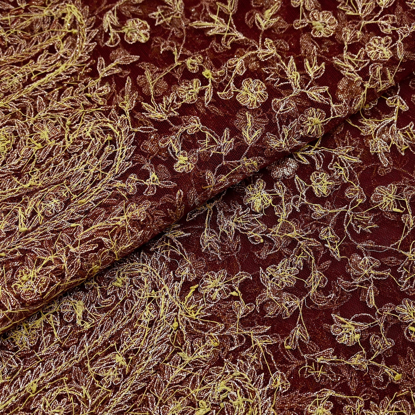 Indian Vintage Heavy Wedding Maroon Dupatta Net Mesh Long Stole Hand Embroidered Scarves Golden Zardozi Zari Sequins Dridal Veil Hijab