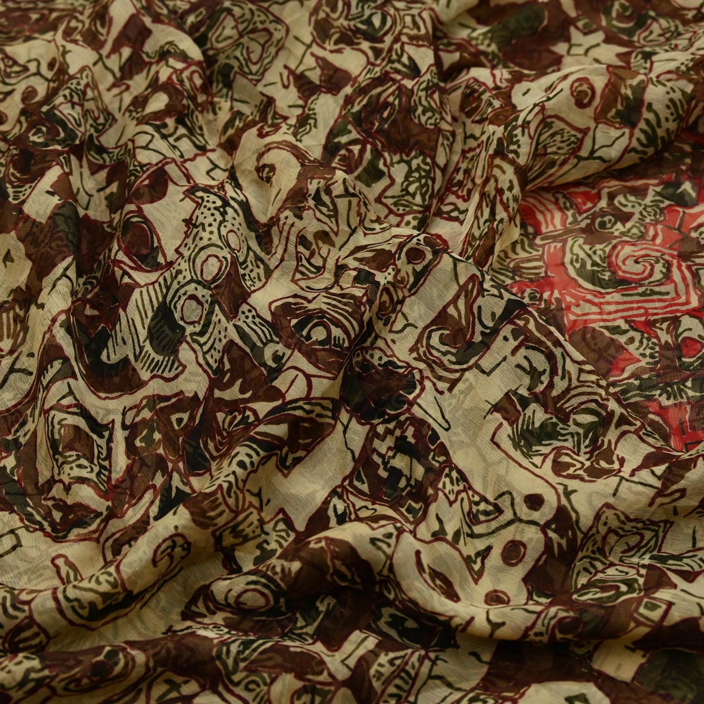 Women Vintage Sari Beige Pure Chiffon Silk Printed Sarees Craft Fabric Sewing 5Yd Soft Dress Making Floral Crafting Quilting Upcycle Used