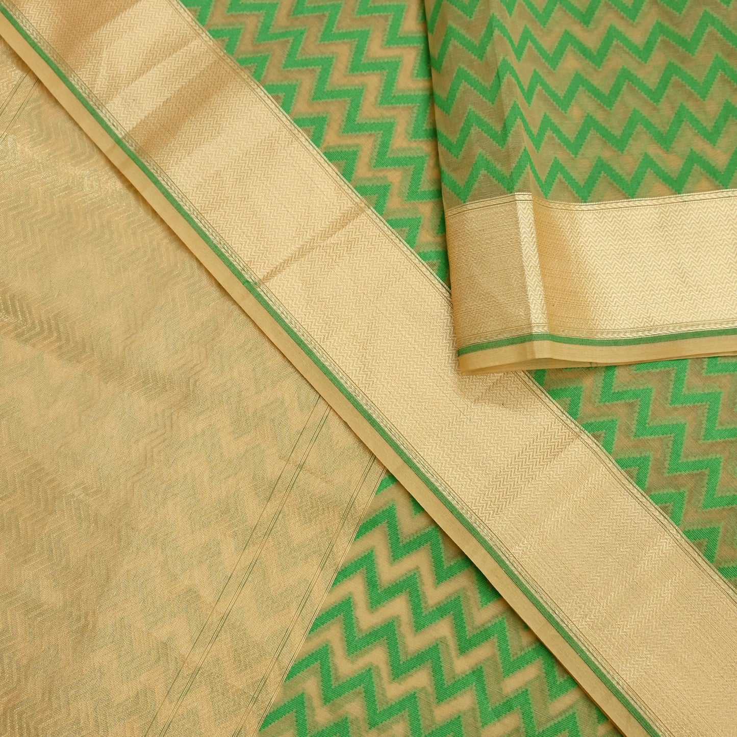 Indian Vintage Sari Beige Hand Woven 100% Pure Organza Silk Saree Craft Fabric 6Yd Dress Making Crafting Quilting Upcycle Zari