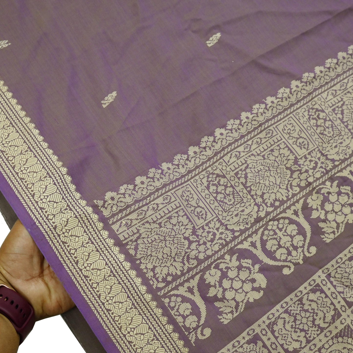 Indian Vintage Sari Purple Pure Cotton Hand Woven Sarees Craft Fabric 5yd Ethnic Floral Crafting Upcycle Quilting Dress Making Quilting