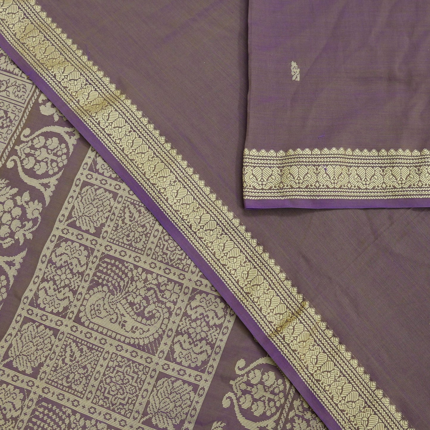 Indian Vintage Sari Purple Pure Cotton Hand Woven Sarees Craft Fabric 5yd Ethnic Floral Crafting Upcycle Quilting Dress Making Quilting