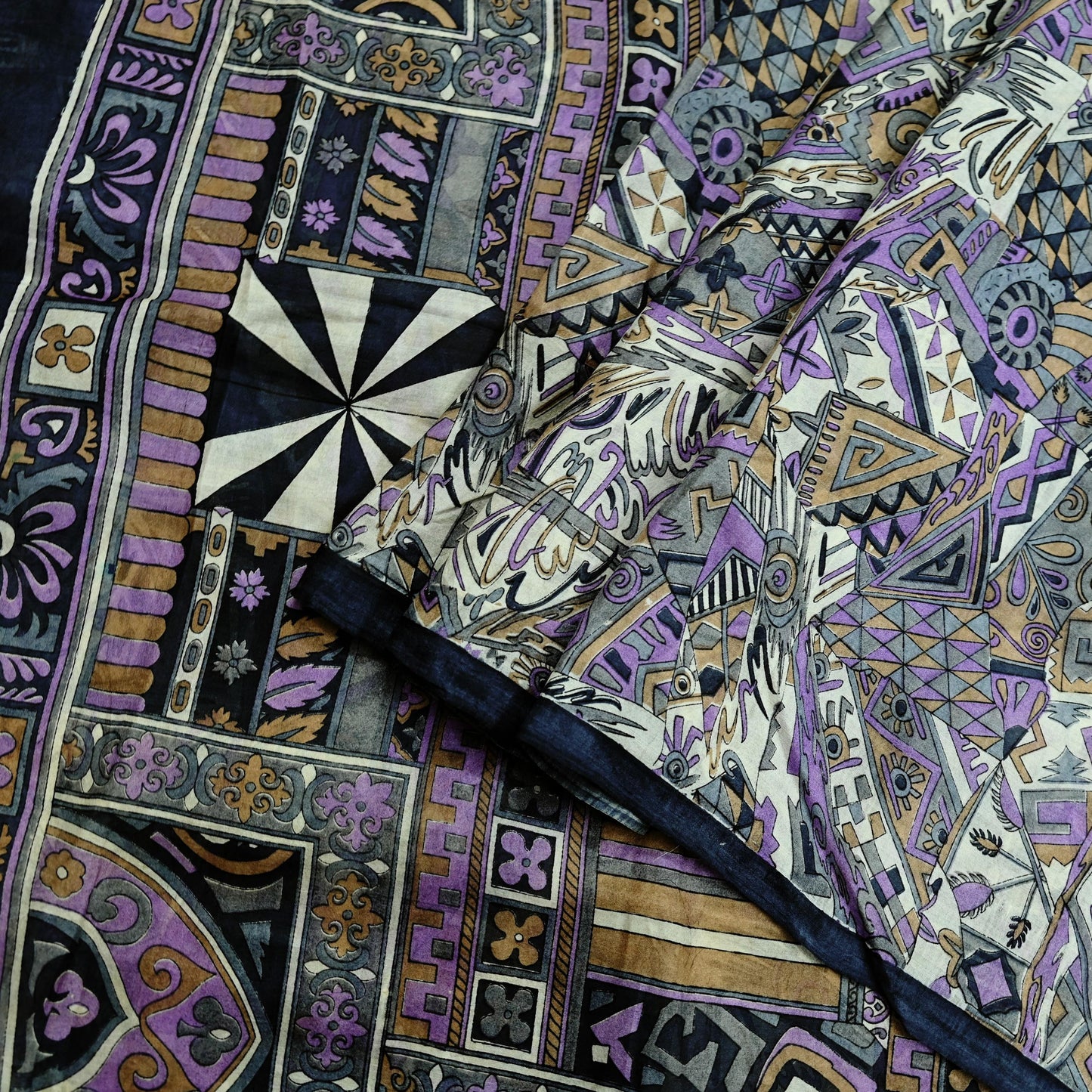 Indian Vintage Sari Gray 100% Pure Silk Printed Saree Craft Fabric 5yd Sewing DressMaking Soft Abstract Crafting Quilting Upcycle Used