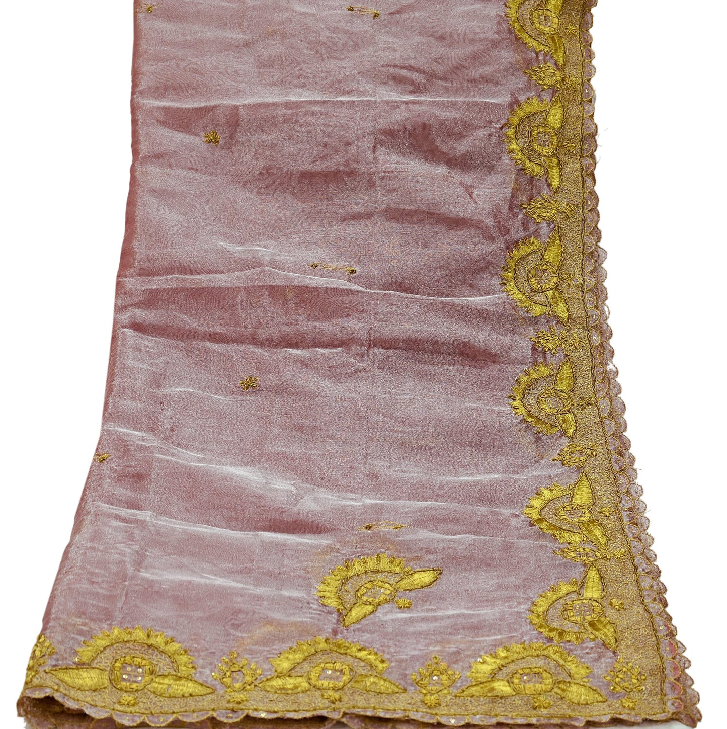 Indian Vintage Dupatta Pink Long Stole Hand Embroidered Tissue Scarves Veil Zardozi Zari Soft Scarf Wrap Boho