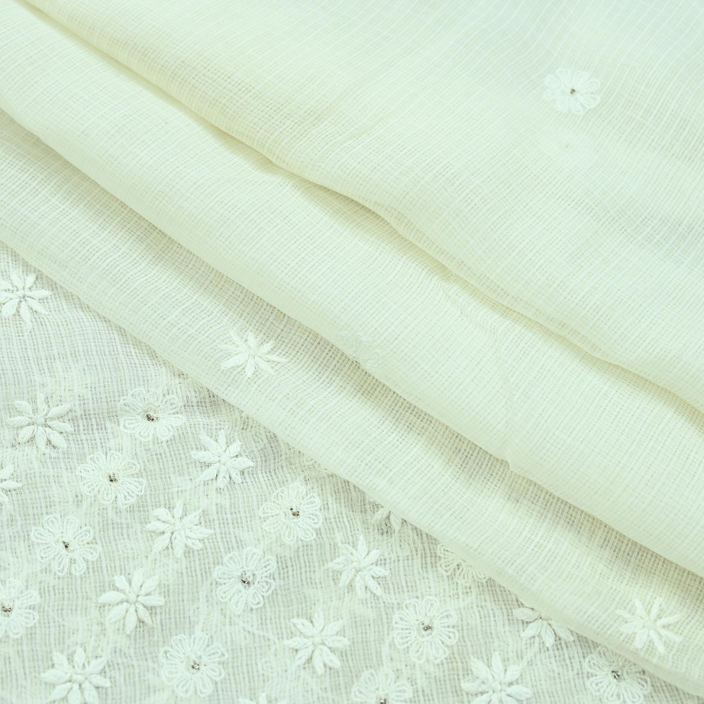Indian Vintage White Dupatta Long Stole Pure Cotton Handmade Mukesh & Chikankari Scarves Veil Scarf Wrap Hippie Boho Soft