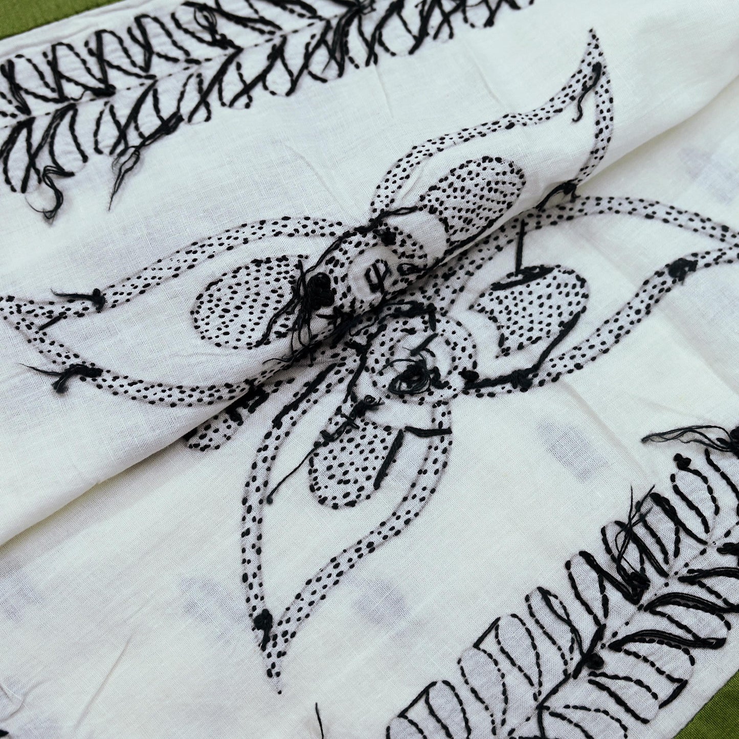 Indian Vintage White Dupatta Long Stole Pure Cotton Hand Embroidered Kantha Scarves Veil Scarf Wrap