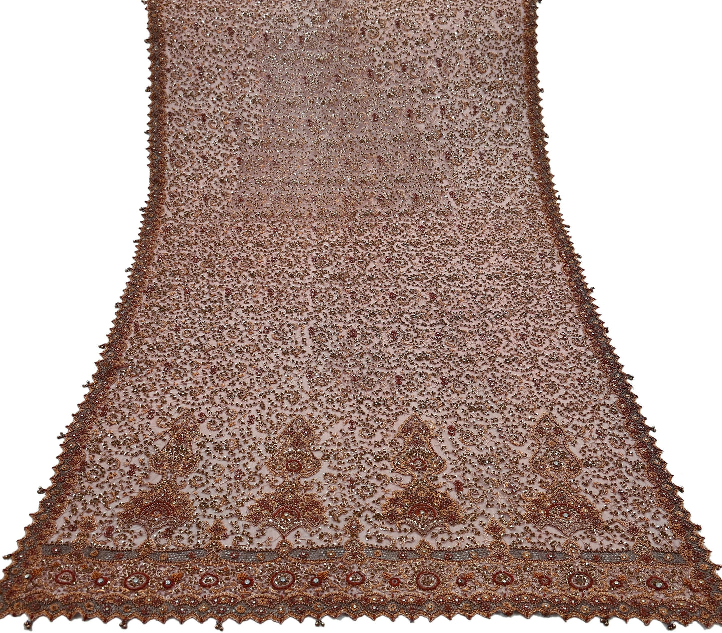 Indian Vintage Heavy Wedding Maroon Dupatta Net Mesh Long Stole Hand Embroidered Scarves Golden Zardozi Zari Sequins Dridal Veil Hijab