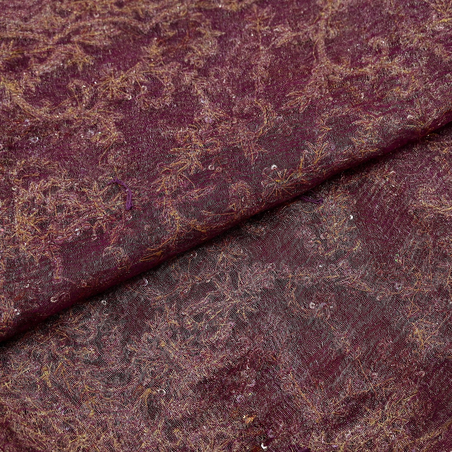 Indian Vintage Heavy Purple Dupatta Net Mesh Long Stole Hand Embroidered Scarves Golden Zardozi Dabka Zari Bridal/Wedding Veil