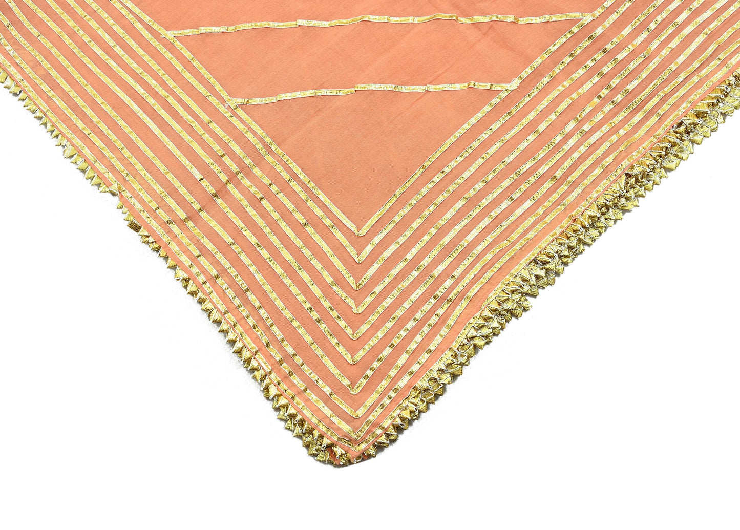 Indian Vintage Dupatta Peach Pure Cotton Long Stole Gota Patti Work Scarves Veil Soft