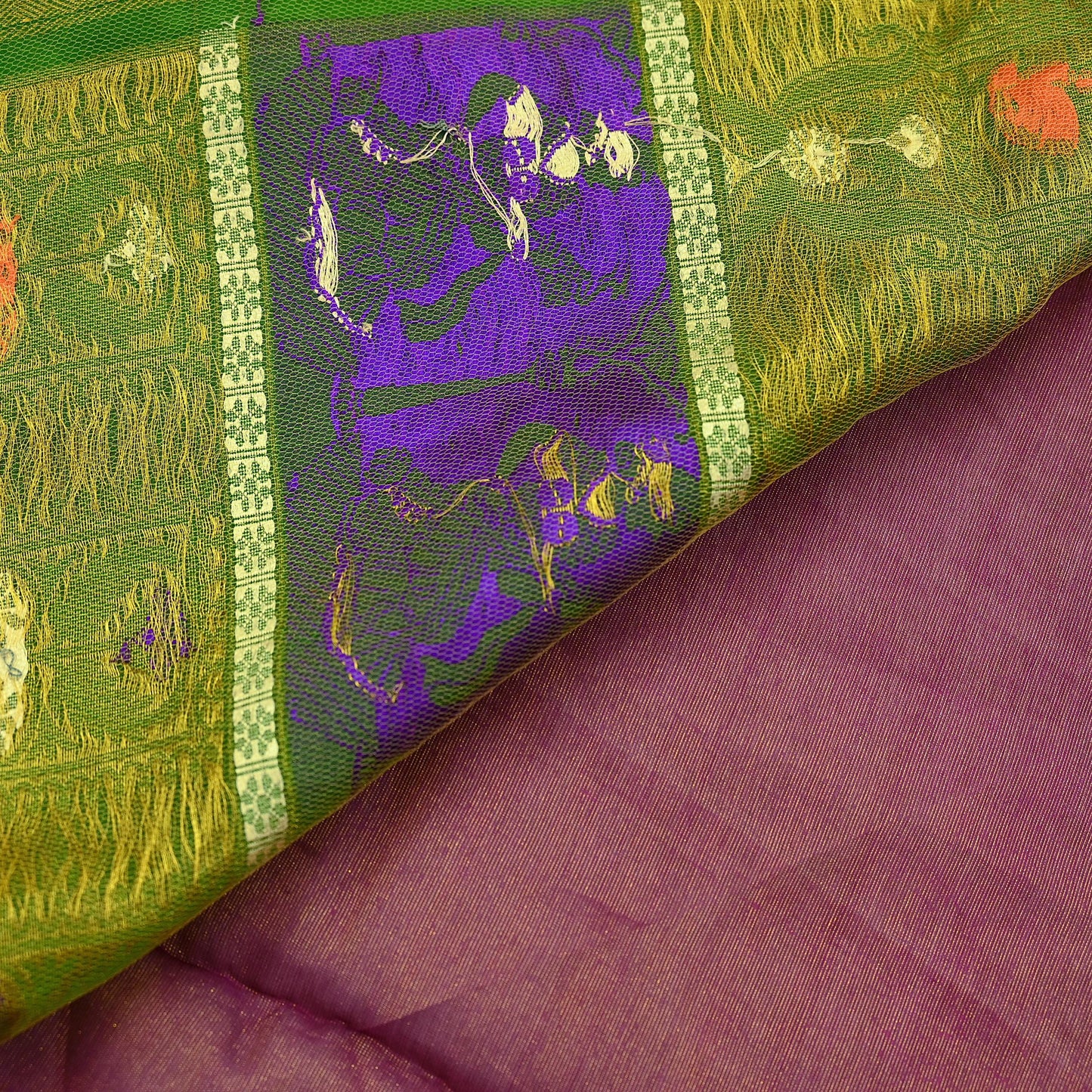 Indian Vintage Heavy Green & Pink Kanjivaram Saree 100% Pure Silk Sari Zari 5Yd Floral Crafting Dress making Crafting Bollywood sari