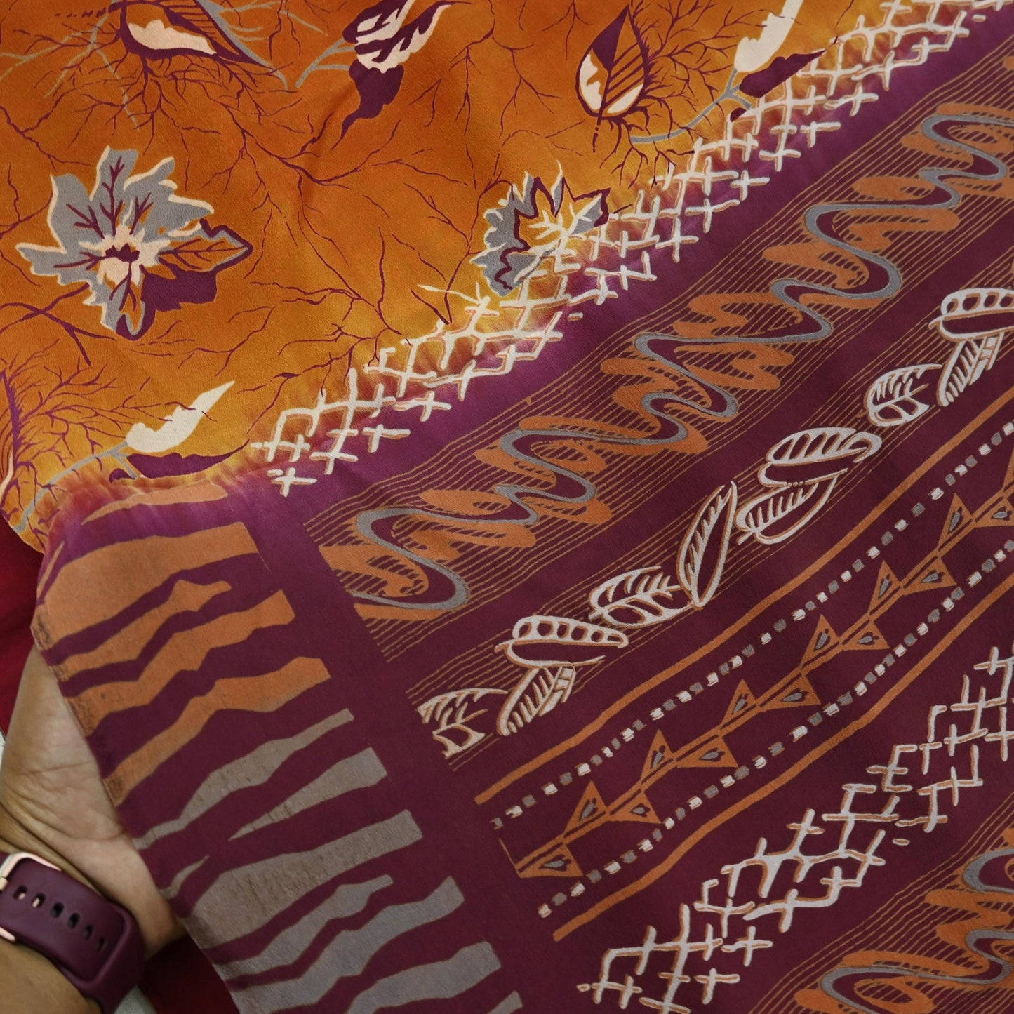 Indian Vintage Saree Pure Crepe Silk Block Printed Sari 5yd Sewing Floral Soft Craft Fabric Wrap Fashion Dress making Crafting