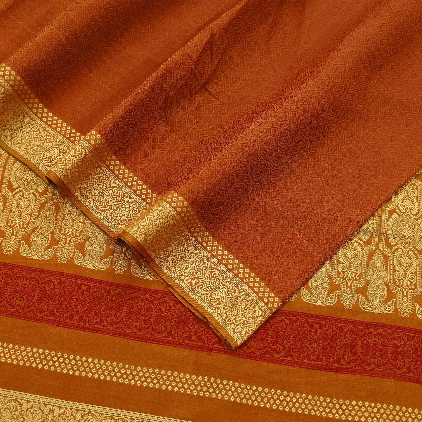 Indian Vintage Saree Mustard 100% Pure Silk Hand Woven Sari Craft Fabric 5Yd Ethnic Floral Dress making Crafting Upcycle Quilting Bollywood