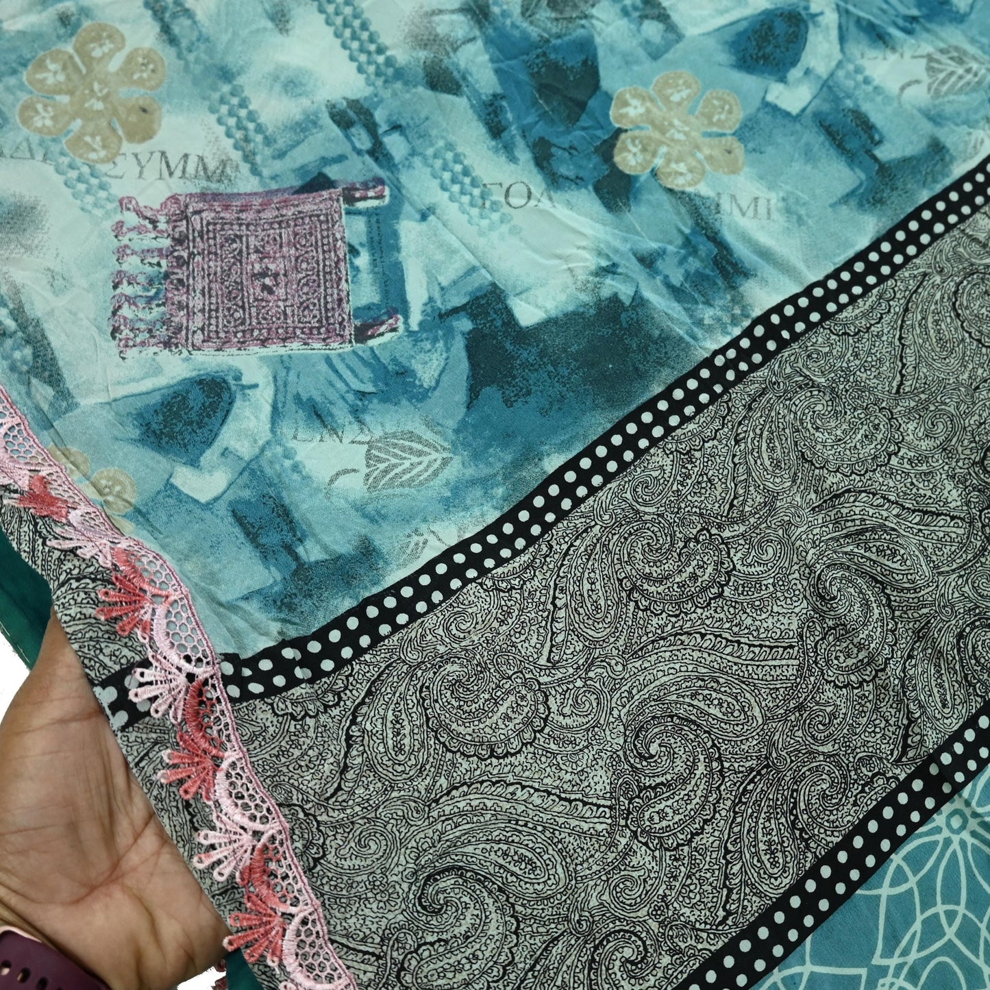 Indian Vintage Sari Blue Pure Crepe Silk Printed Saree 5yd Sewing Floral Soft Craft Fabric Wrap Dress making Crafting Quilting