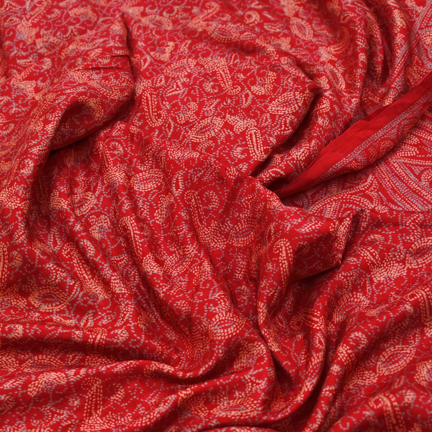 Indian Vintage Sari Red 100% Pure Silk Printed Saree Craft Fabric 6yd Sewing DressMaking Soft Floral Crafting Quilting Upcycle