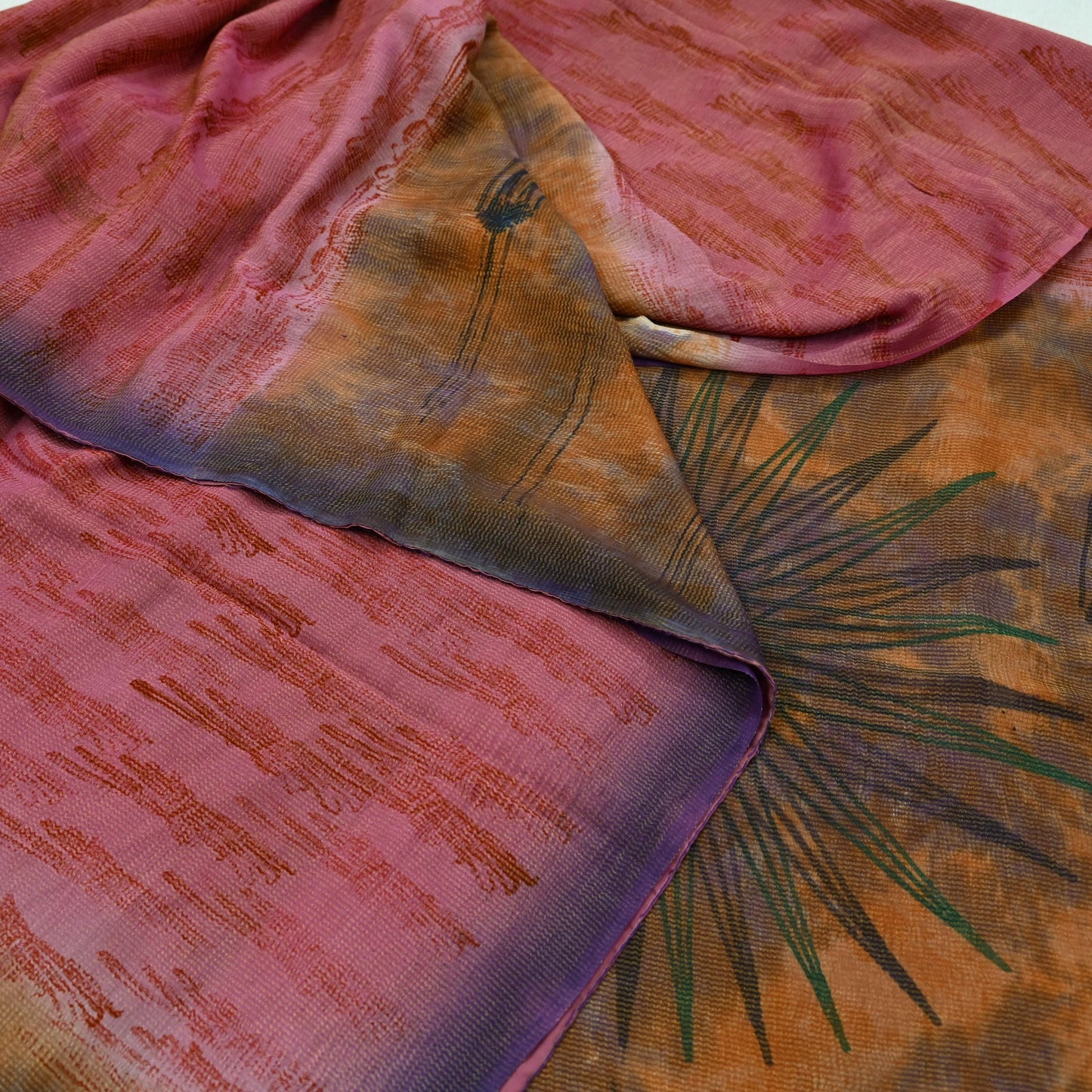 Indian Vintage Sari Pink Printed Pure Silk Sarees 5yd Sewing Craft Fabric Floral Dress Making Soft Quilting Crafting Upcycle Used