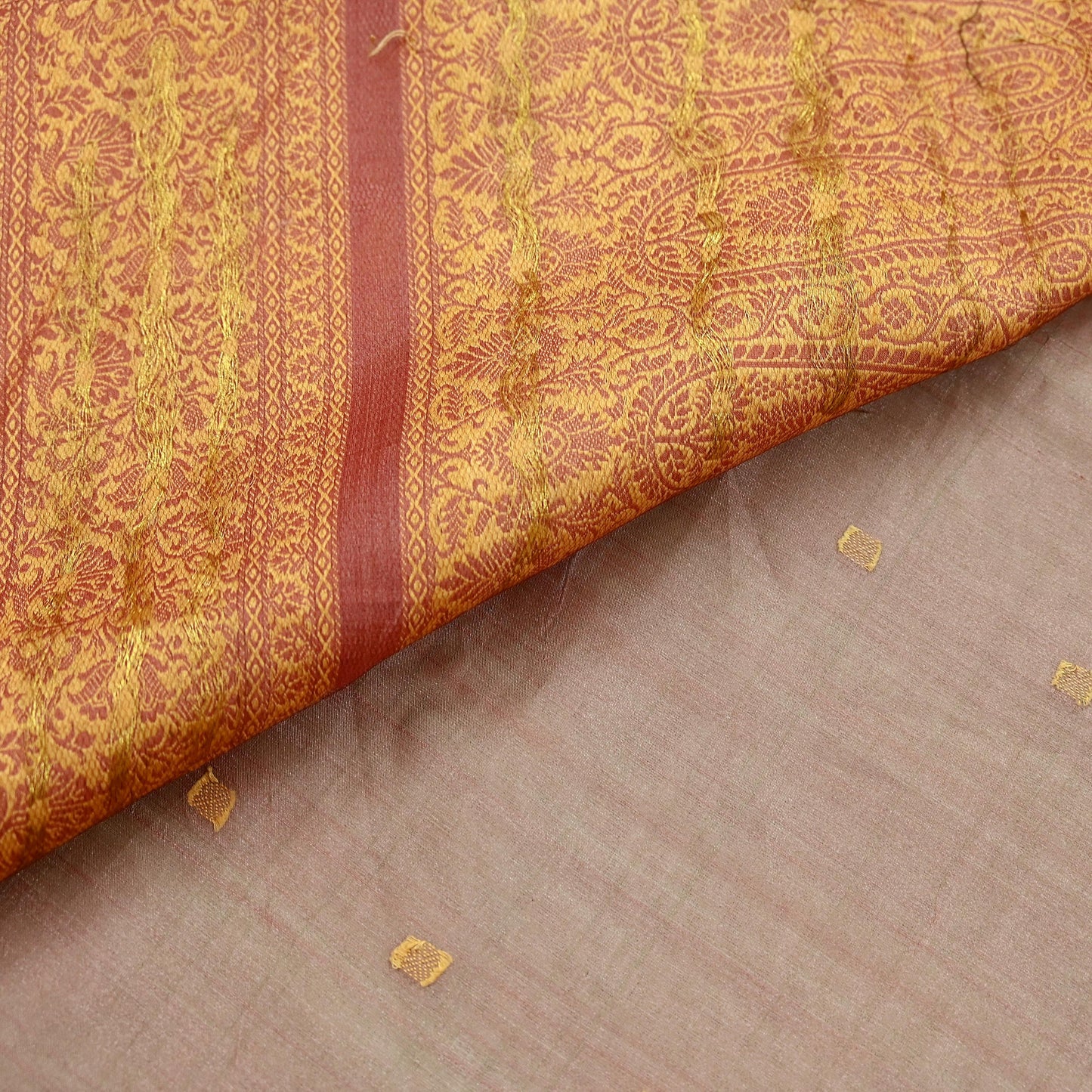 Indian Vintage Sari Brown 100% Pure Silk Hand Woven Sarees Craft Fabric 5Yd Ethnic Sewing Dress making Crafting Quilting Upcycle