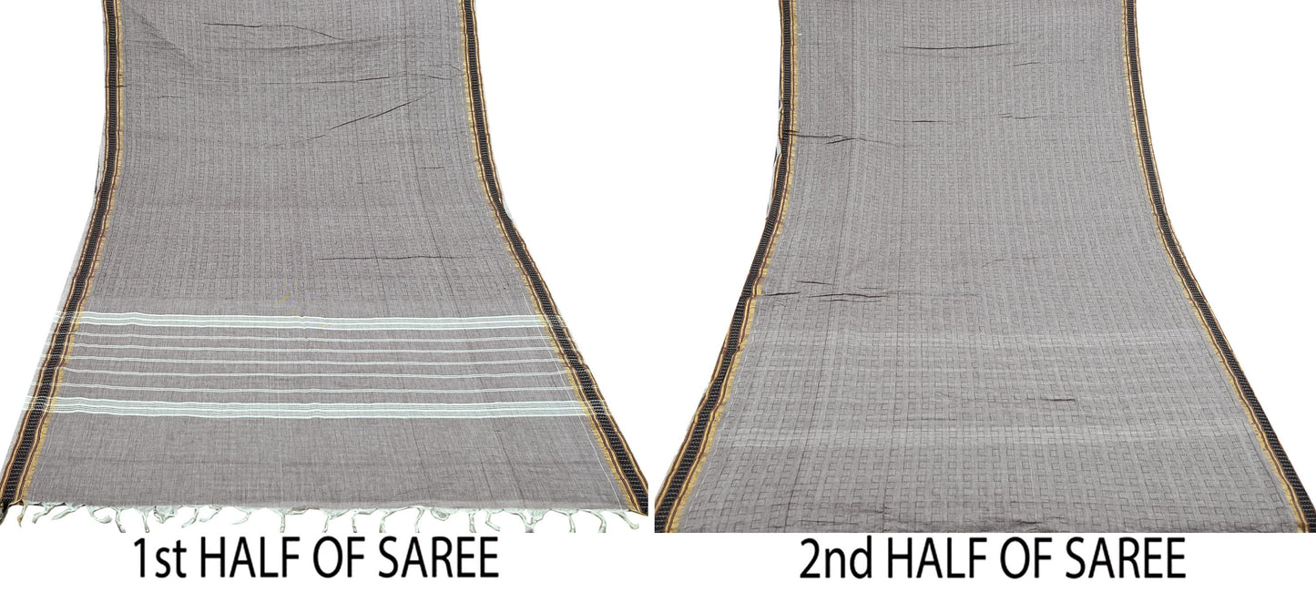 Indian Vintage Sari Pure Cotton Hand Woven Sarees Craft Fabric 5yd Ethnic Floral Crafting Upcycle Quilting Dress Making Quilting