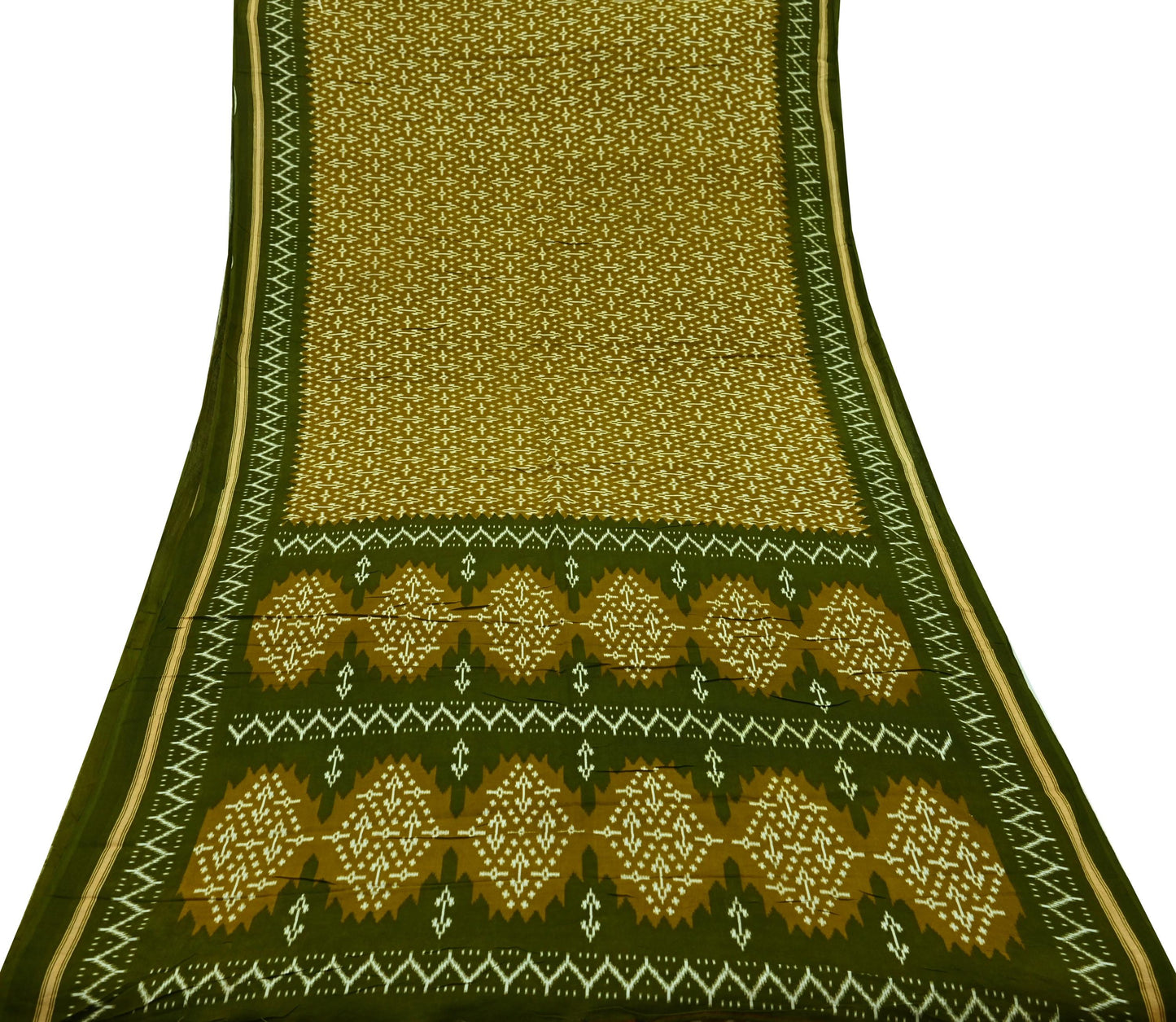 Indian Vintage Sari Green Printed Pure Cotton Saree Craft Fabric 5Yd Soft Sewing Sarong Wrap Boho Floral Dress making Crafting Quilting