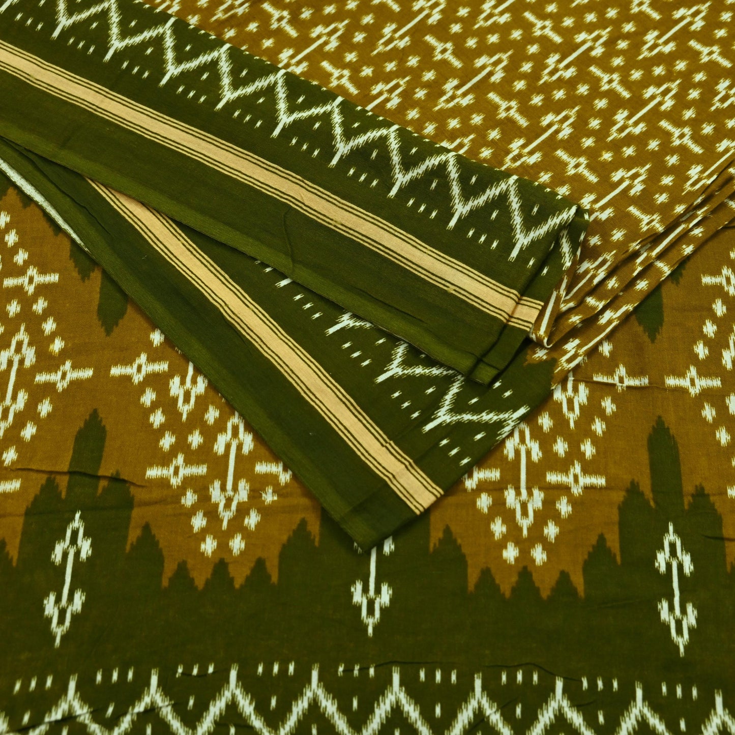 Indian Vintage Sari Green Printed Pure Cotton Saree Craft Fabric 5Yd Soft Sewing Sarong Wrap Boho Floral Dress making Crafting Quilting