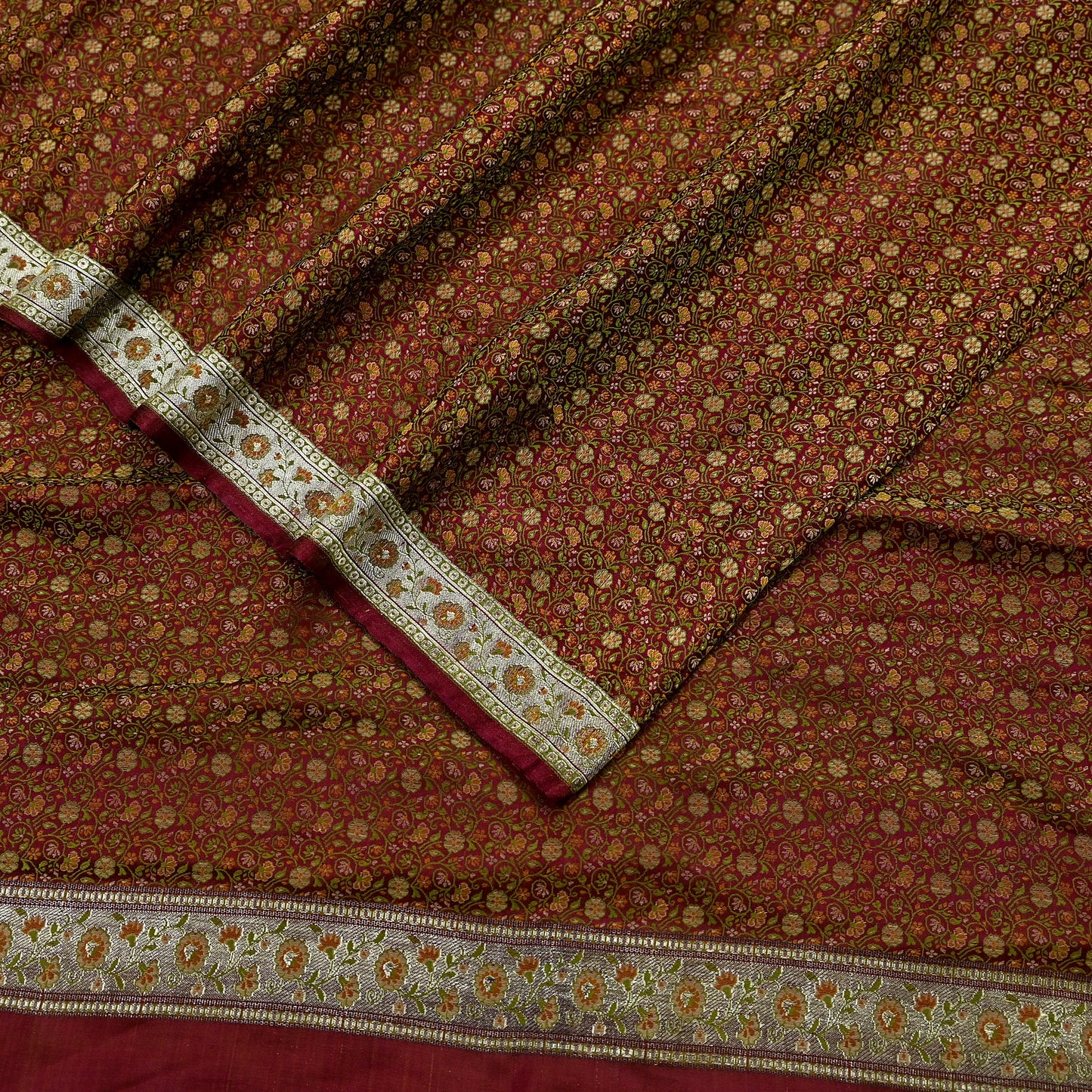 Indian Vintage Sari Maroon Heavy Wedding Pure Satin Silk Woven Banarasi Tanchoi Saree 5Yd Ethnic Craft Fabric Upcycle Bridal Heavy Sarees