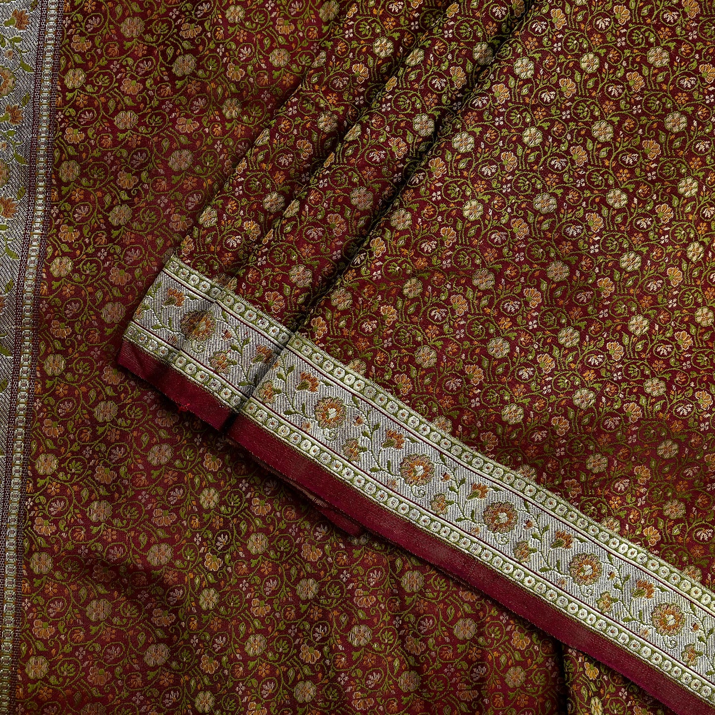 Indian Vintage Sari Maroon Heavy Wedding Pure Satin Silk Woven Banarasi Tanchoi Saree 5Yd Ethnic Craft Fabric Upcycle Bridal Heavy Sarees