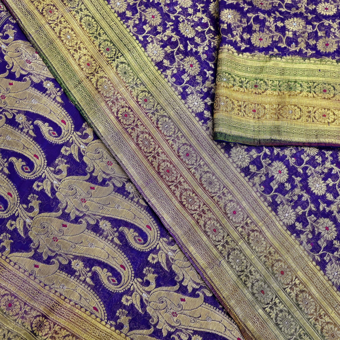 Indian Vintage Sari Heavy Purple Pure Organza Silk Woven Brocade Banarasi Sarees Zari 5Yd Ethnic Fabric Dress Making Wedding Sarees