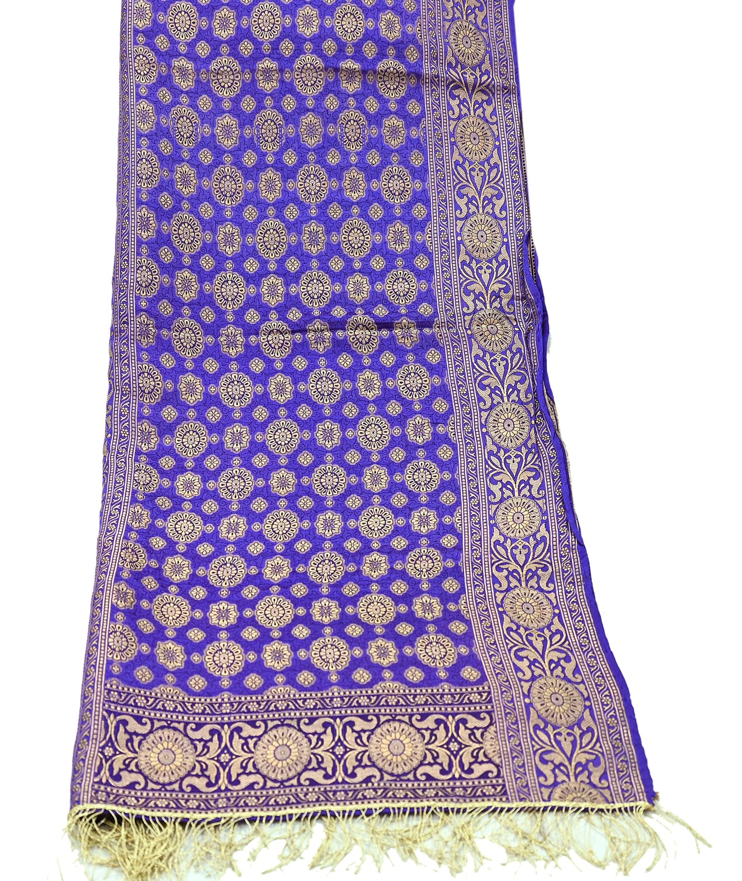 Indian Vintage Dupatta Purple Long Stole Pure Satin silk Woven Brocade Scarves Veil Scarf Wrap Hippie Boho Soft Floral Zari