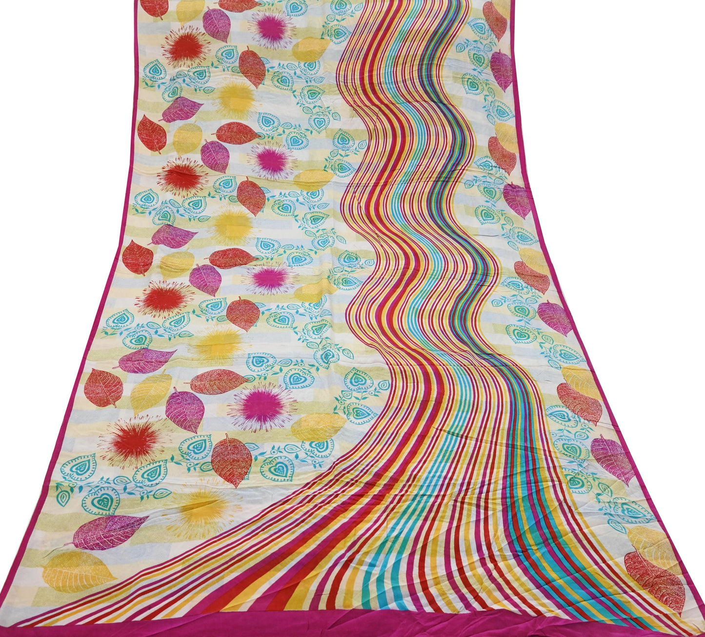 Indian Vintage Multi Saree Pure Crepe Silk Printed Sari Craft Fabric 5yd Sewing Floral Soft Wrap Crafting Quilting Dress making Upcycle