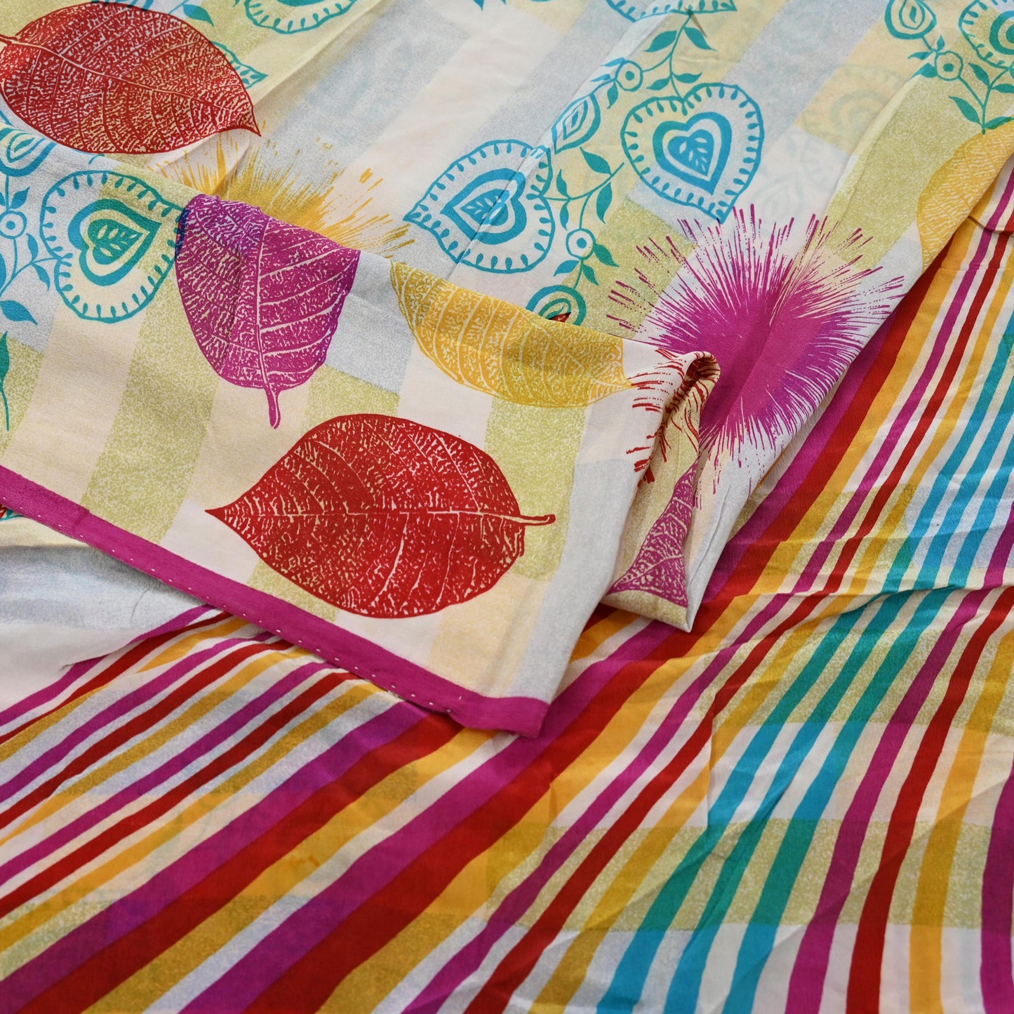 Indian Vintage Multi Saree Pure Crepe Silk Printed Sari Craft Fabric 5yd Sewing Floral Soft Wrap Crafting Quilting Dress making Upcycle
