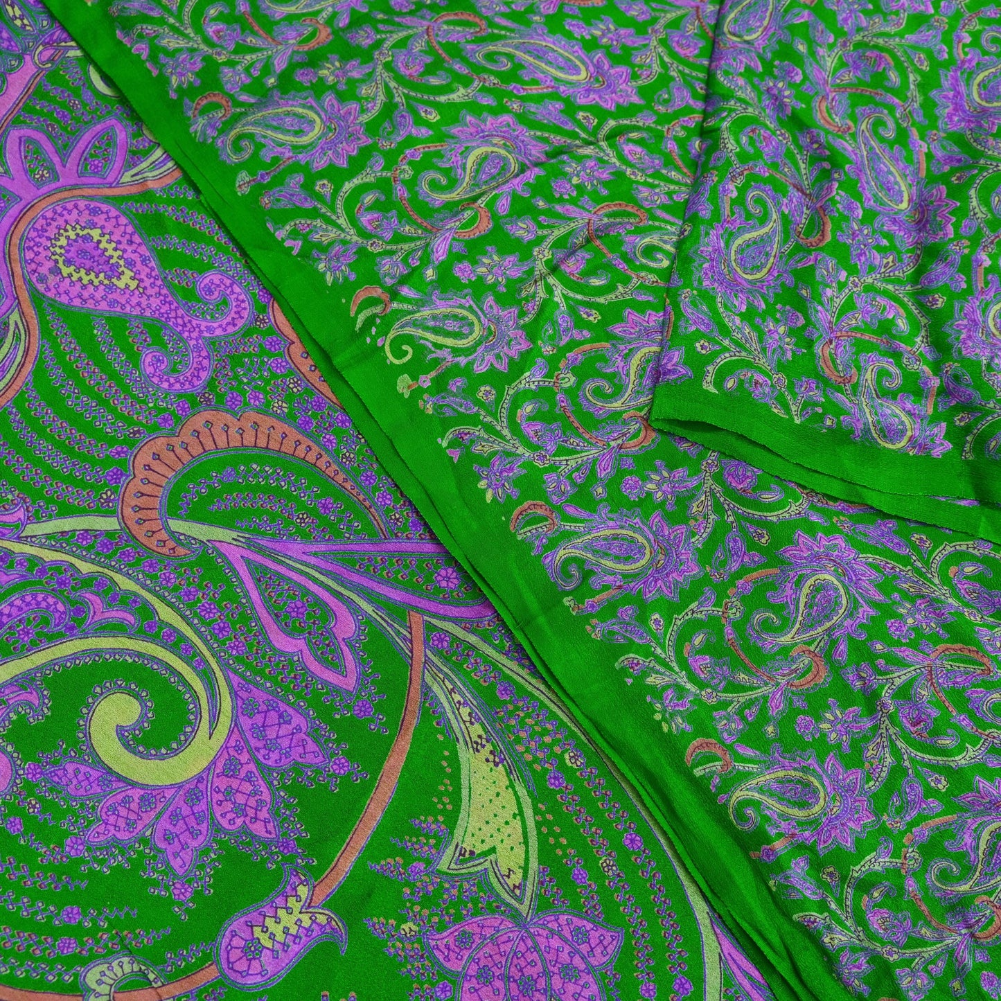 Indian Vintage Sari Green Pure Silk Printed Sarees Craft Fabric 6yd Sewing Dress Making Soft Floral Crafting quilting