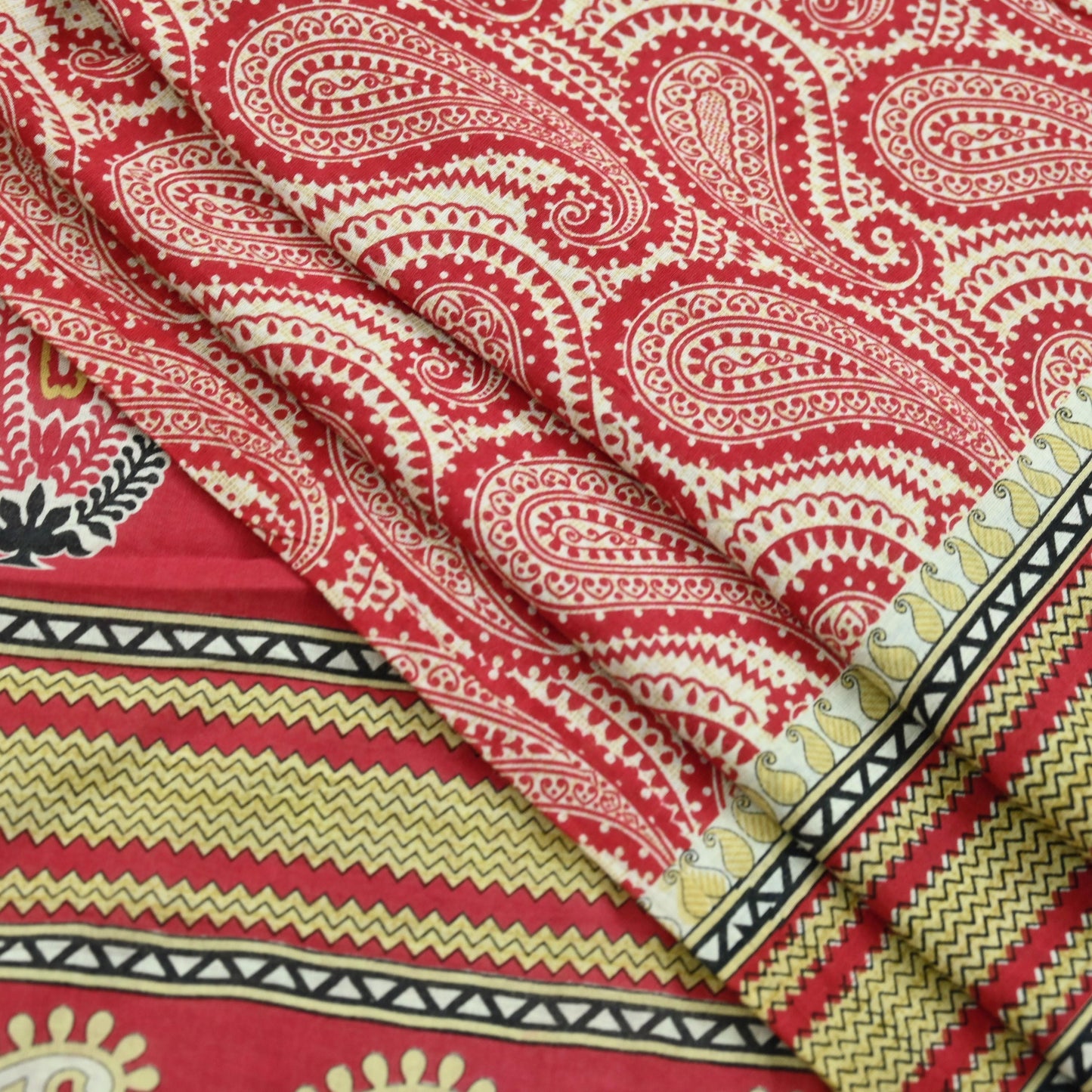 Indian Vintage Sari Ivory & Pink Printed Blend Cotton Saree Craft Fabric 5Yd Soft Sewing Sarong Wrap Boho Floral Dress making Crafting
