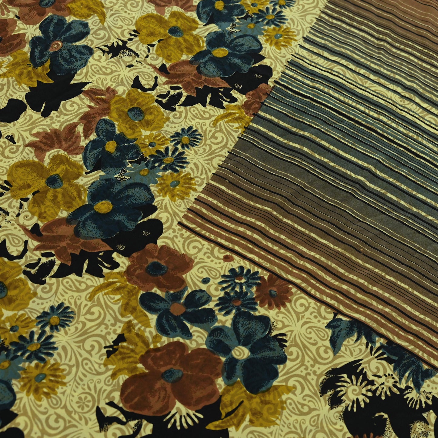Indian Vintage Multi Saree Pure Crepe Silk Printed Sari Craft Fabric 5yd Sewing Floral Soft Craft Fabric Wrap Crafting Quilting Upcycle