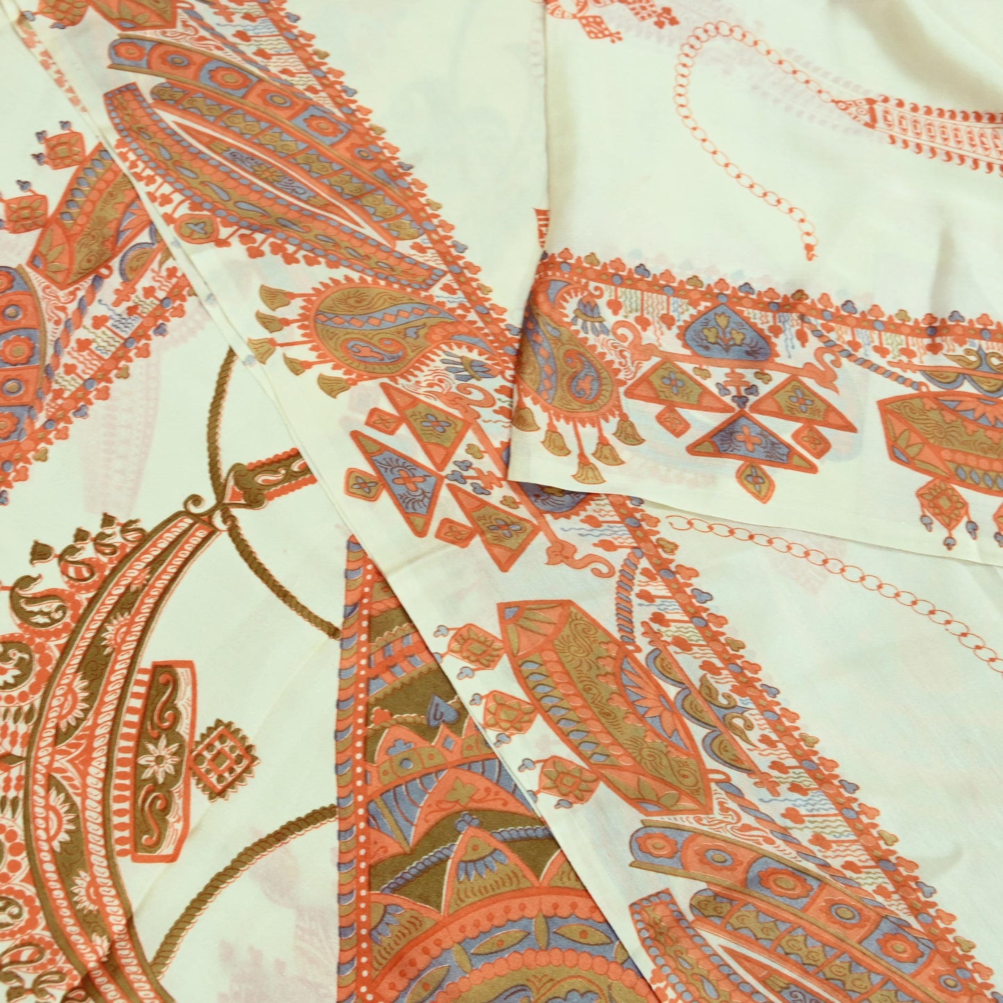 Indian Vintage Sari Ivory Pure Crepe Silk Printed Saree 5yd Sewing Floral Soft Craft Fabric Wrap Dress Making Crafting Quilting Upcycle