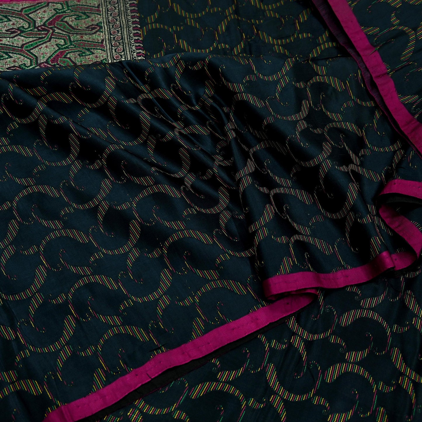Indian Vintage Sari Heavy Black Pure Satin Silk Brocade Banarasi Sarees Zari 5Yd craft fabric dress making Crafting Upcycle