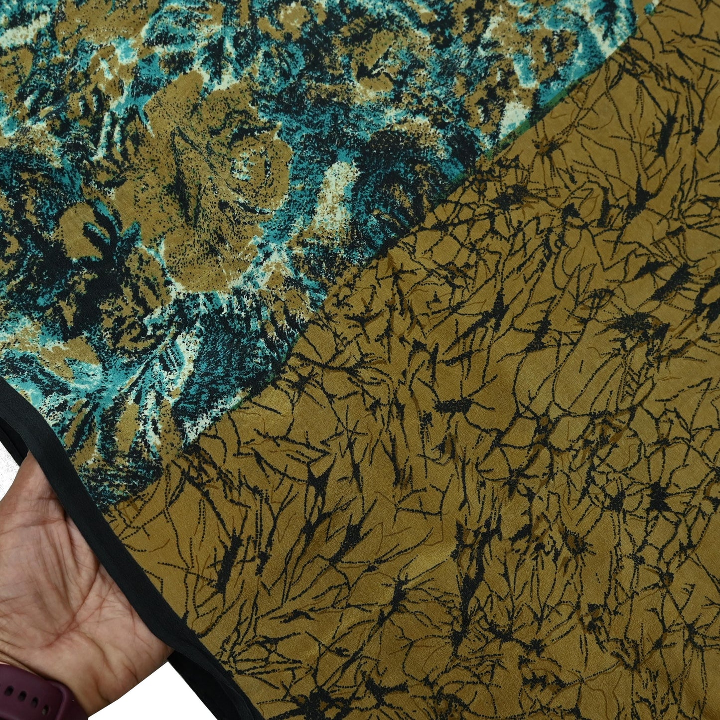 Indian Vintage Sari Green Pure Crepe Silk Printed Saree 5yd Sewing Floral Soft Craft Fabric Wrap Dress making Crafting Quilting Used