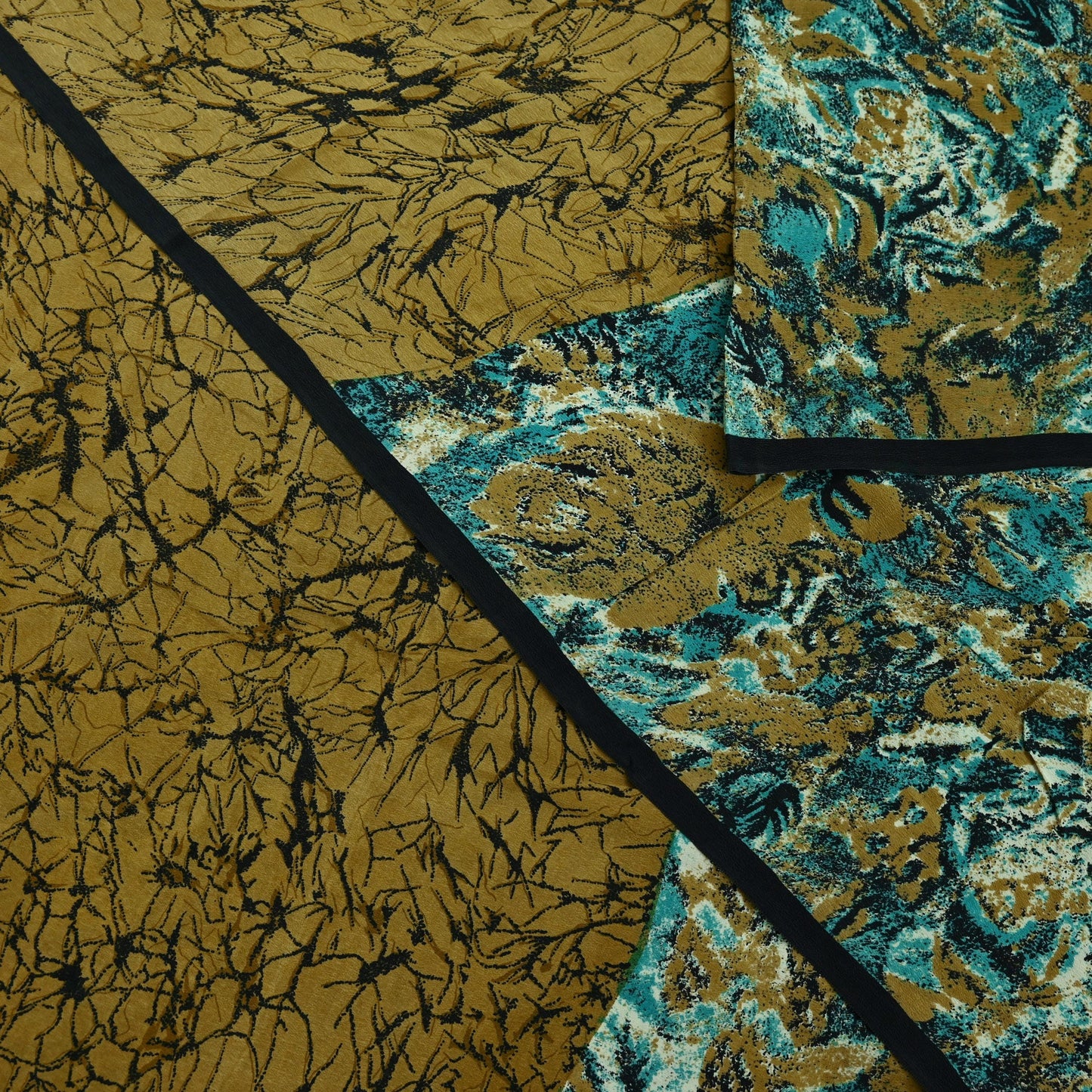 Indian Vintage Sari Green Pure Crepe Silk Printed Saree 5yd Sewing Floral Soft Craft Fabric Wrap Dress making Crafting Quilting Used