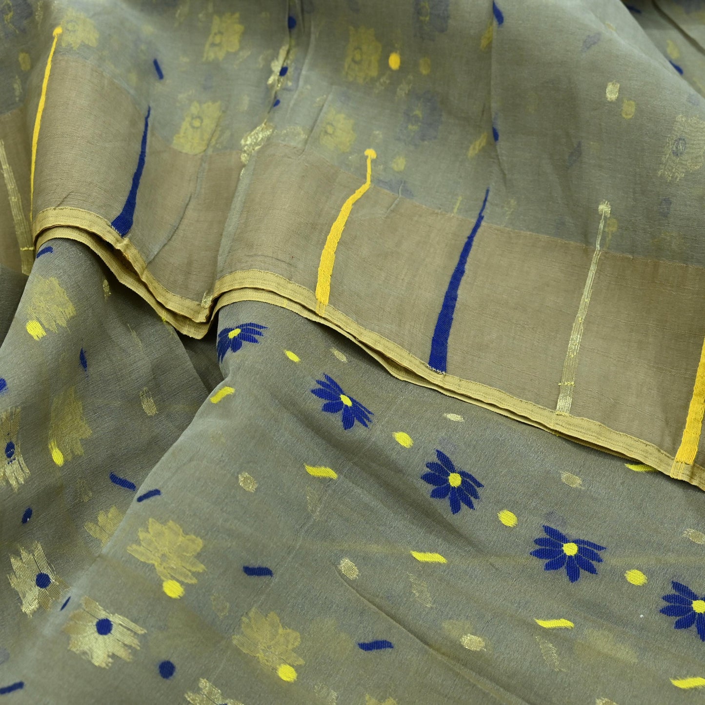 Indian Vintage Sari Green Hand Woven Saree Organza Craft Fabric 6Yd Ethnic Sewing Crafting Quilting Upcycle Dress making