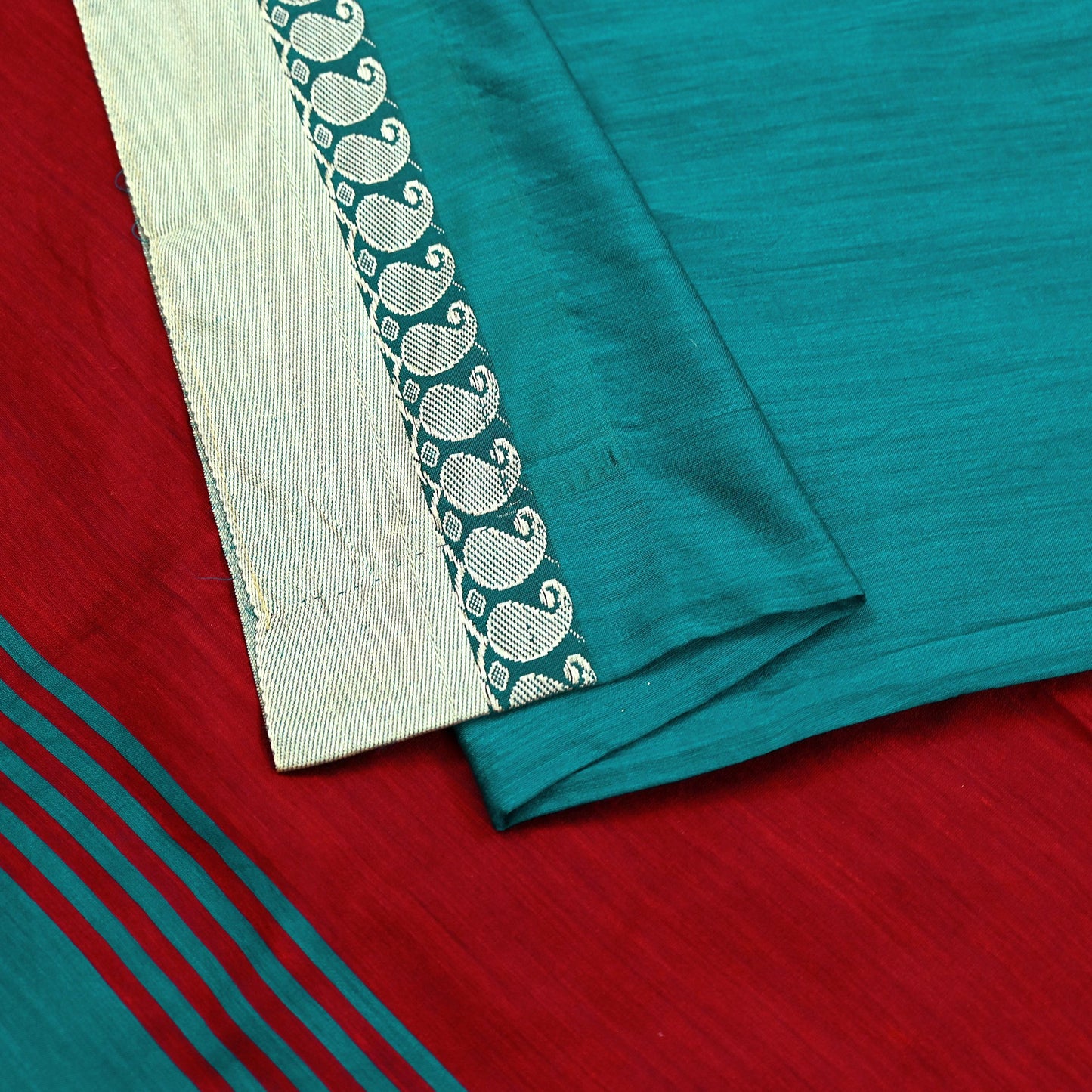 Indian Vintage Green Saree Artificial Silk Embroidered Sari Craft Fabric 5Yd Sewing Stripes Dress making Crafting Quilting Upcycle Fringes
