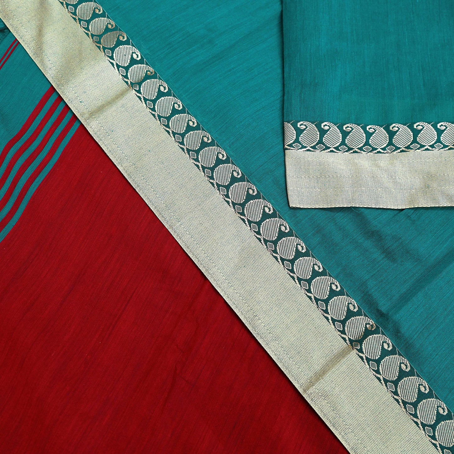 Indian Vintage Green Saree Artificial Silk Embroidered Sari Craft Fabric 5Yd Sewing Stripes Dress making Crafting Quilting Upcycle Fringes