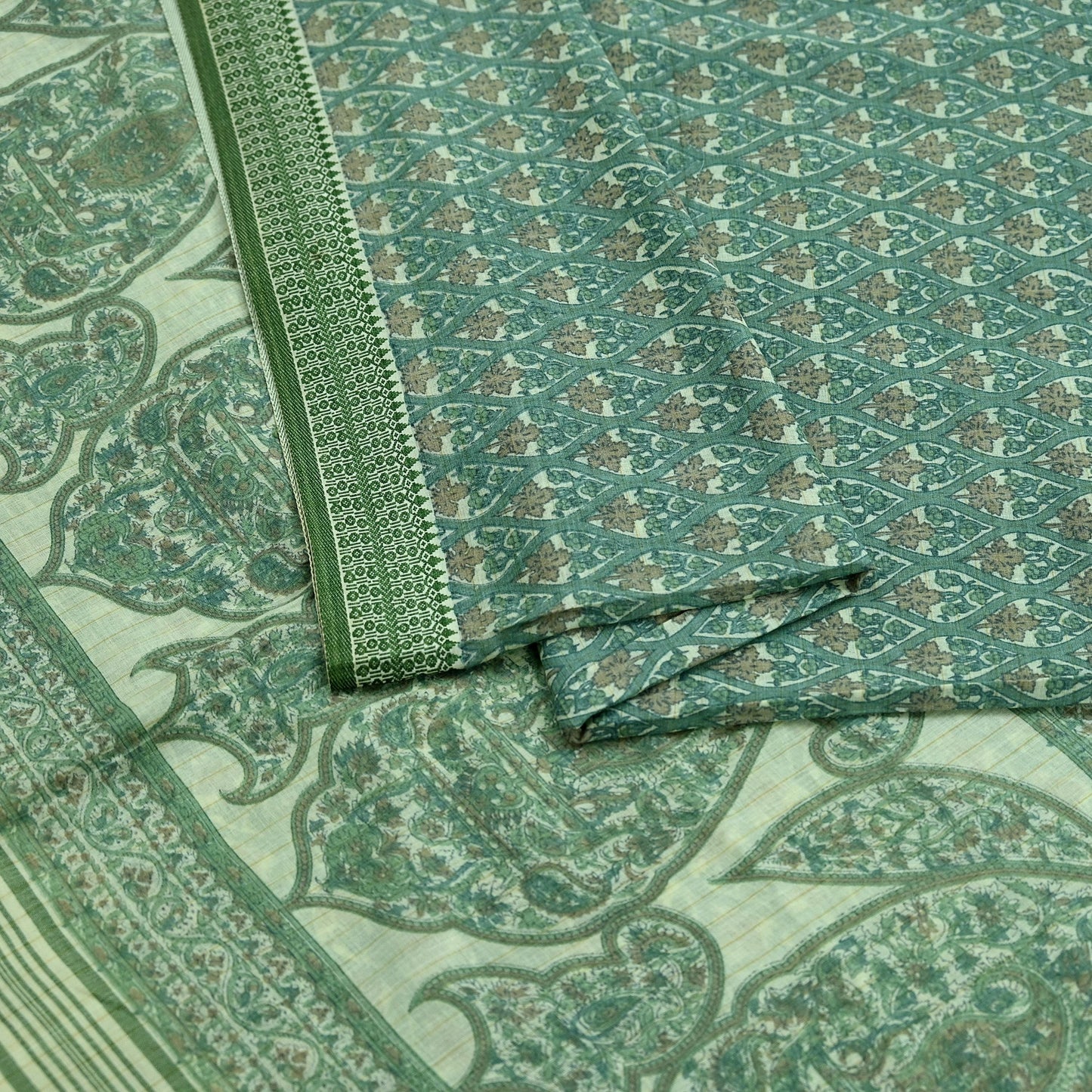 Indian Vintage Sari Ivory Pure Cotton Hand Block Printed Sarees 5Yd Craft Fabric Soft Sewing Sarong Dress Making Quilting Crafting