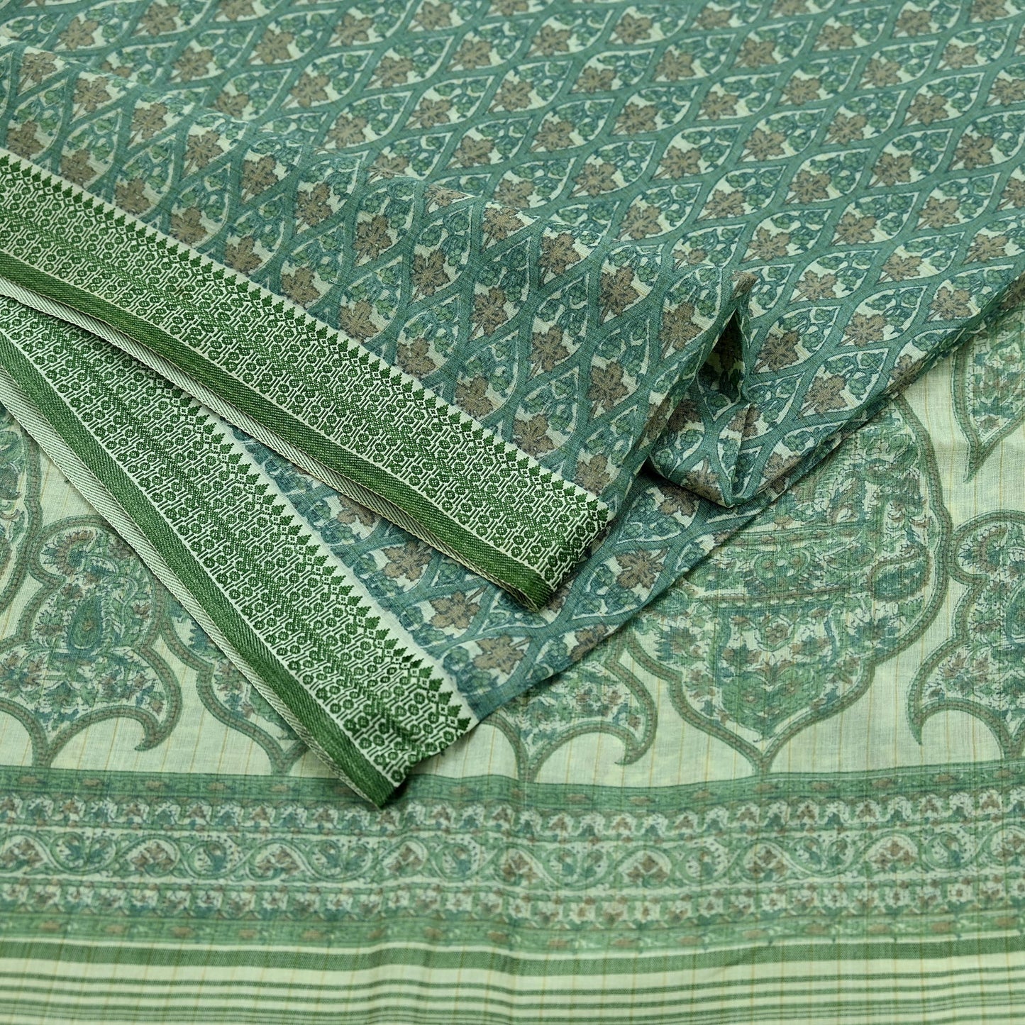 Indian Vintage Sari Ivory Pure Cotton Hand Block Printed Sarees 5Yd Craft Fabric Soft Sewing Sarong Dress Making Quilting Crafting
